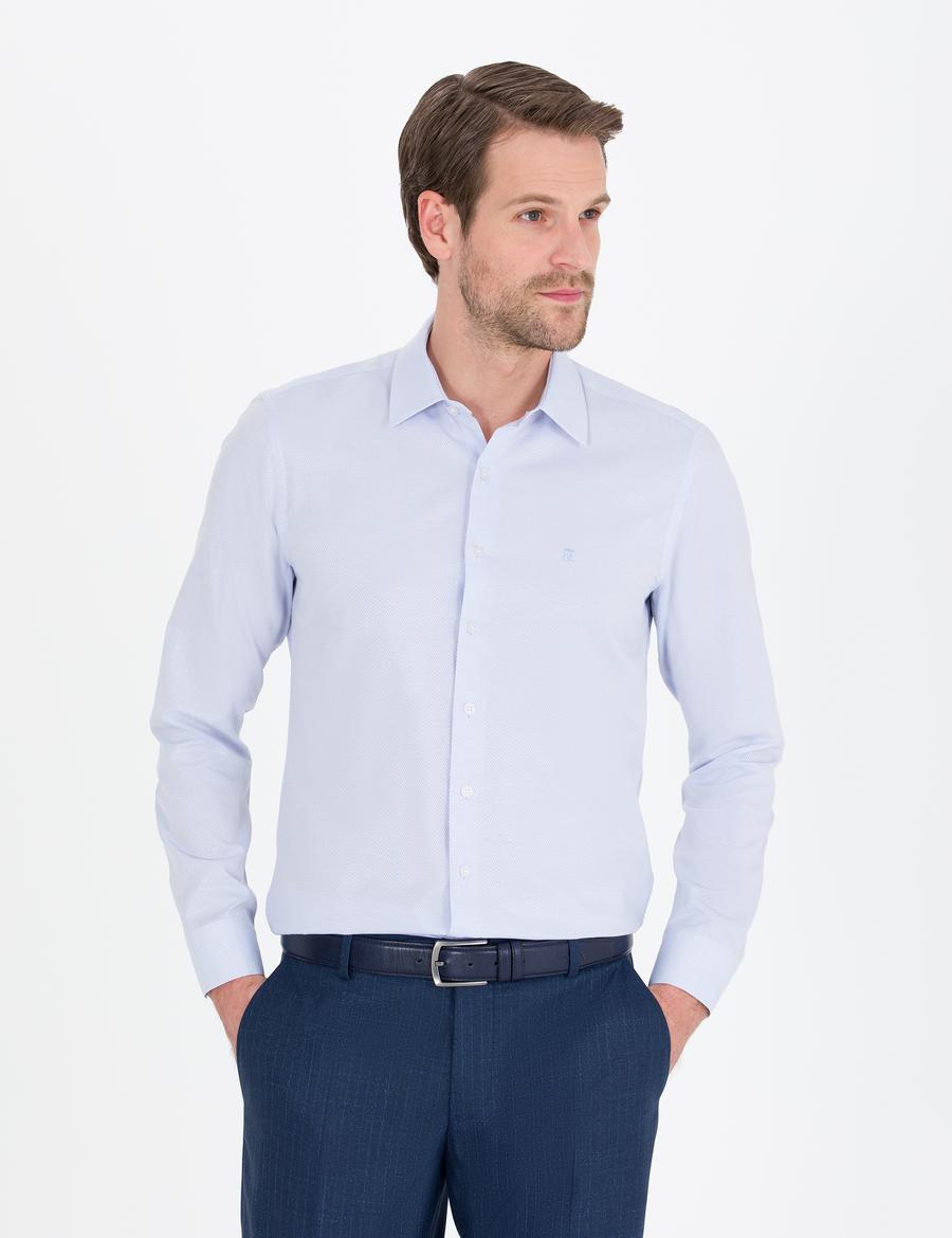 Açık Mavi Slim Fit Uzun Kollu Gömlek