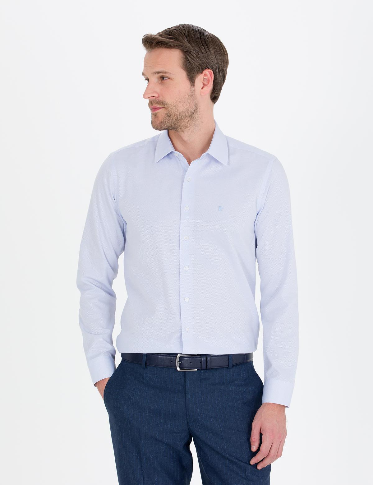 Açık Mavi Slim Fit Uzun Kollu Gömlek - 50269449007