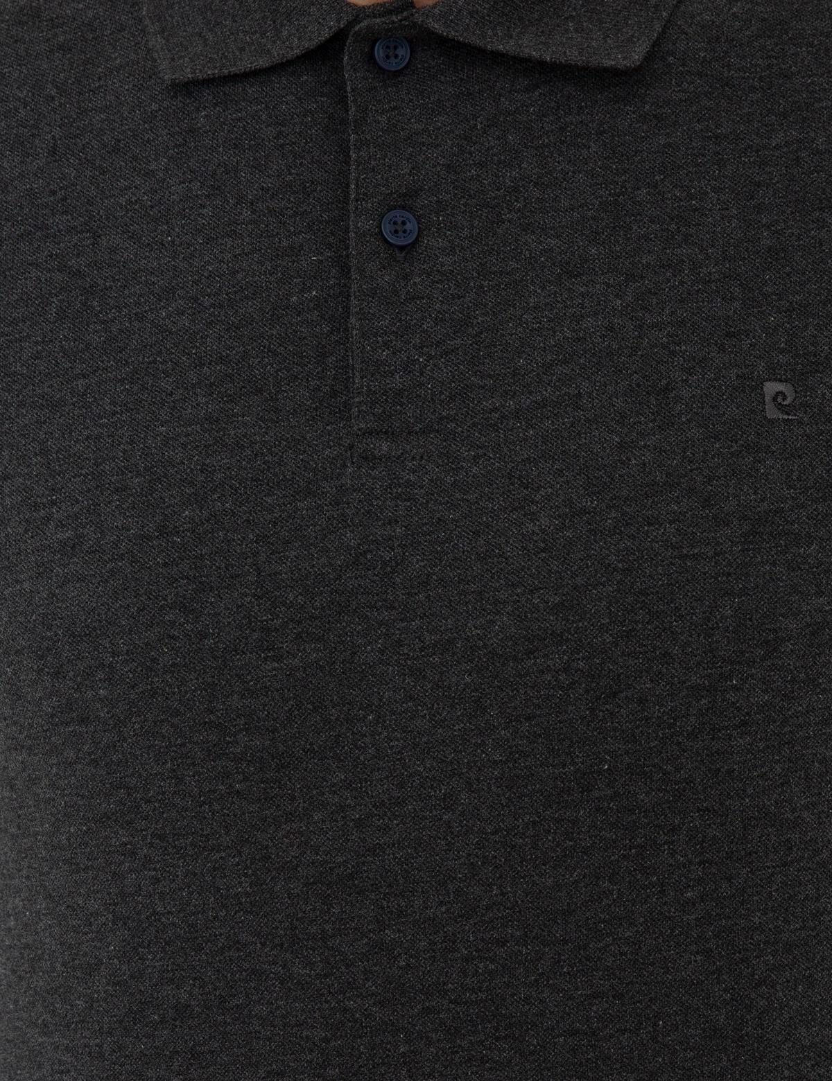 Antrasit Melanj Slim Fit Polo Yaka Sweatshirt - 50241551056