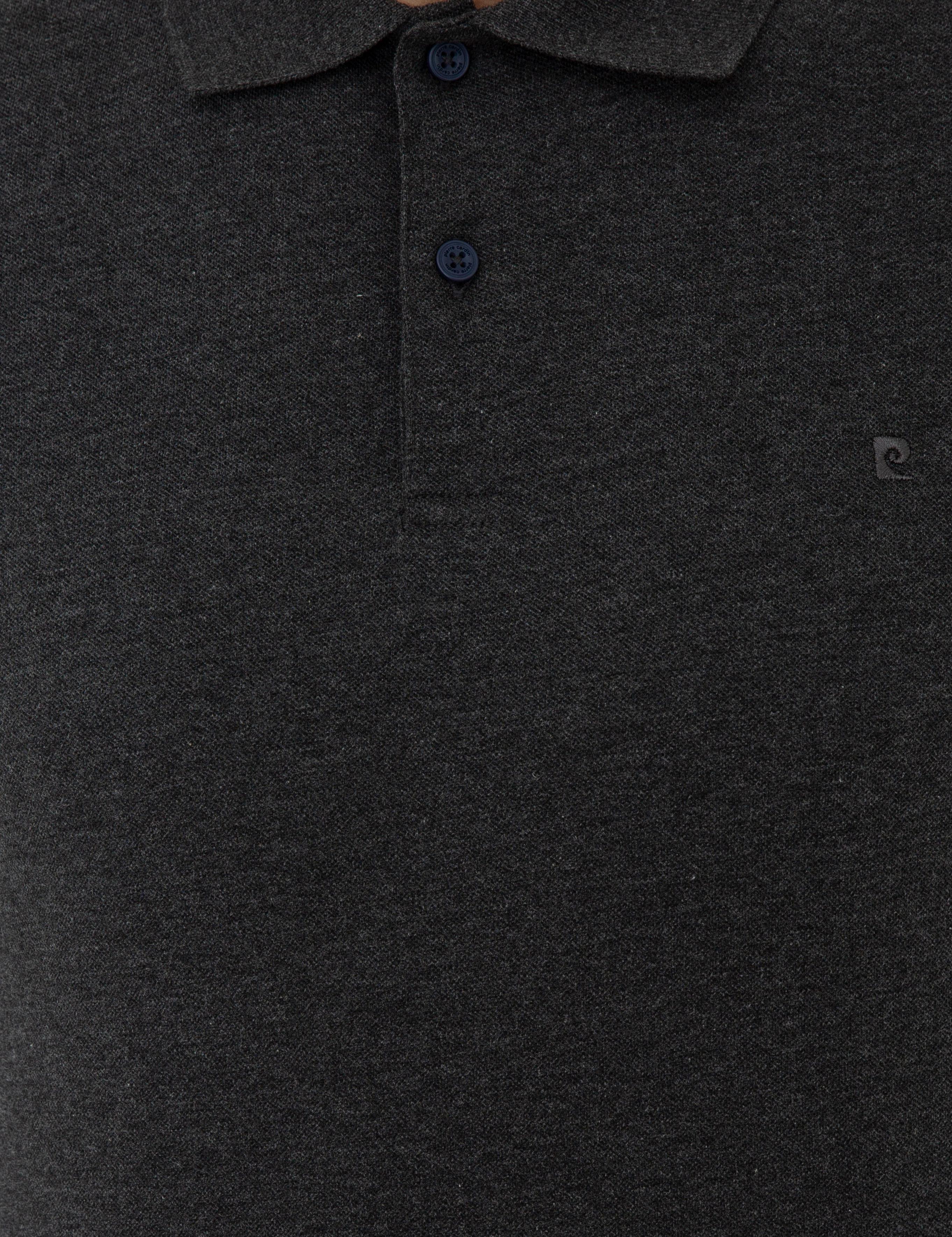 Antrasit Melanj Slim Fit Polo Yaka Sweatshirt