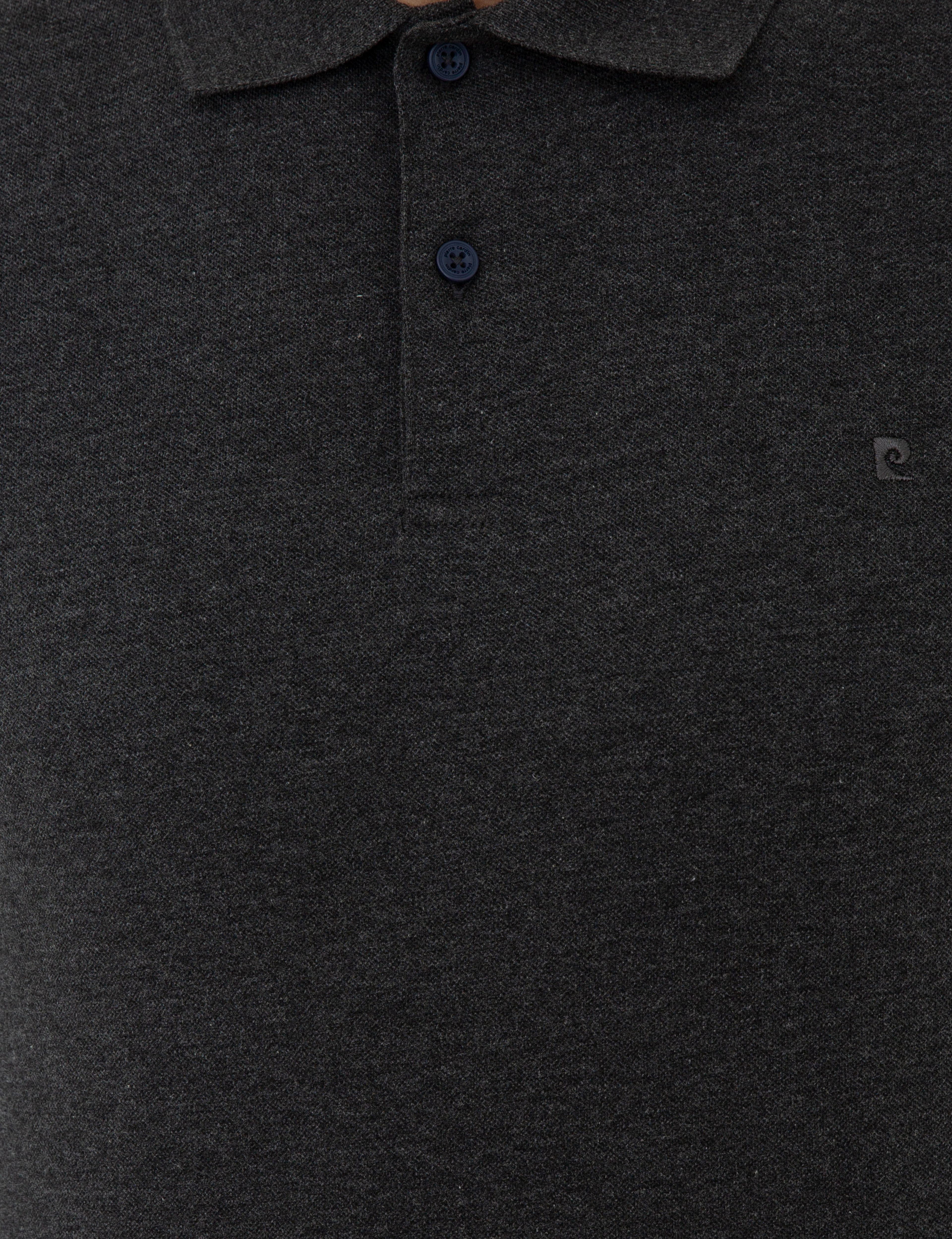 Antrasit Melanj Slim Fit Polo Yaka Sweatshirt