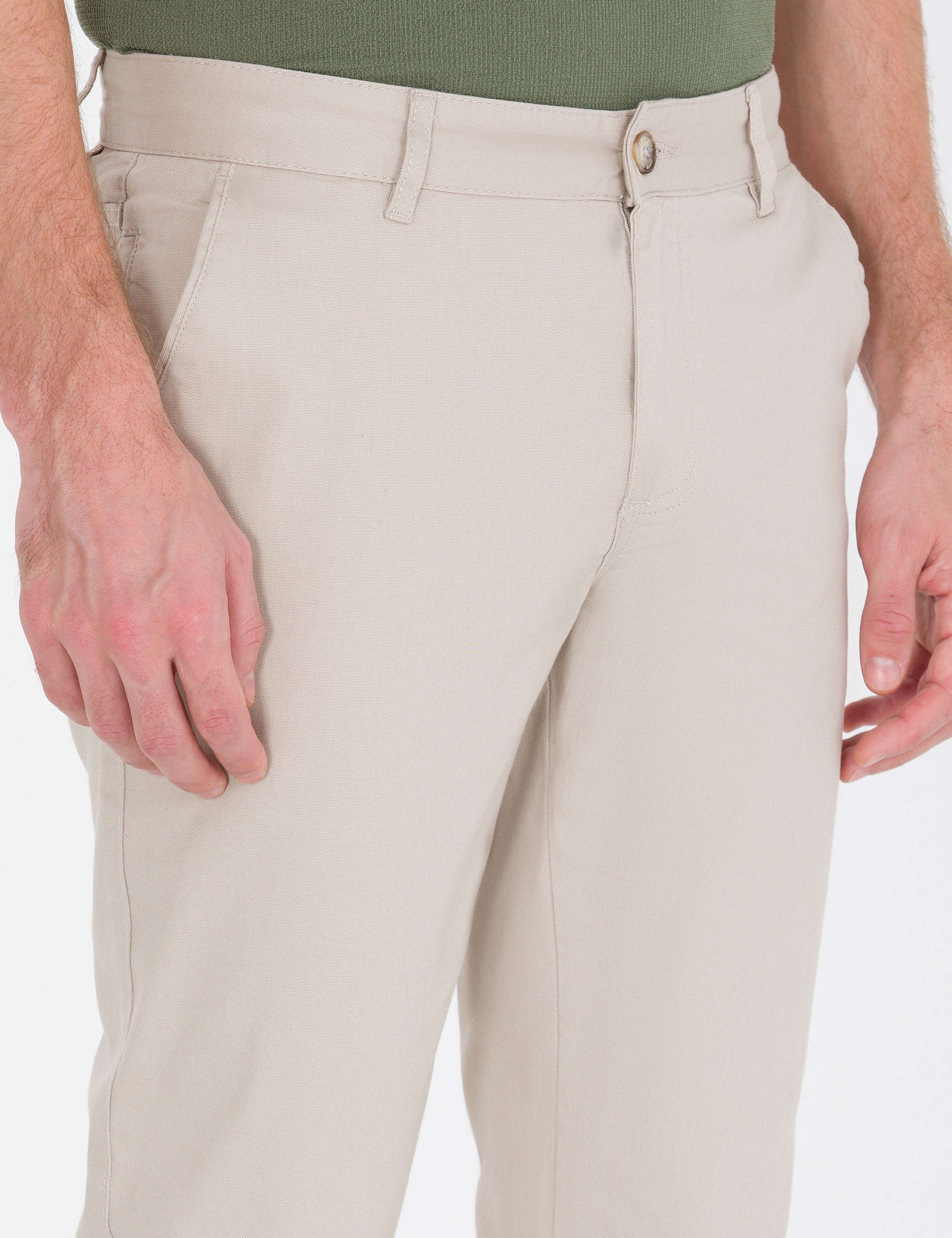 Bej Slim Fit Kanvas Pantolon - Image 6