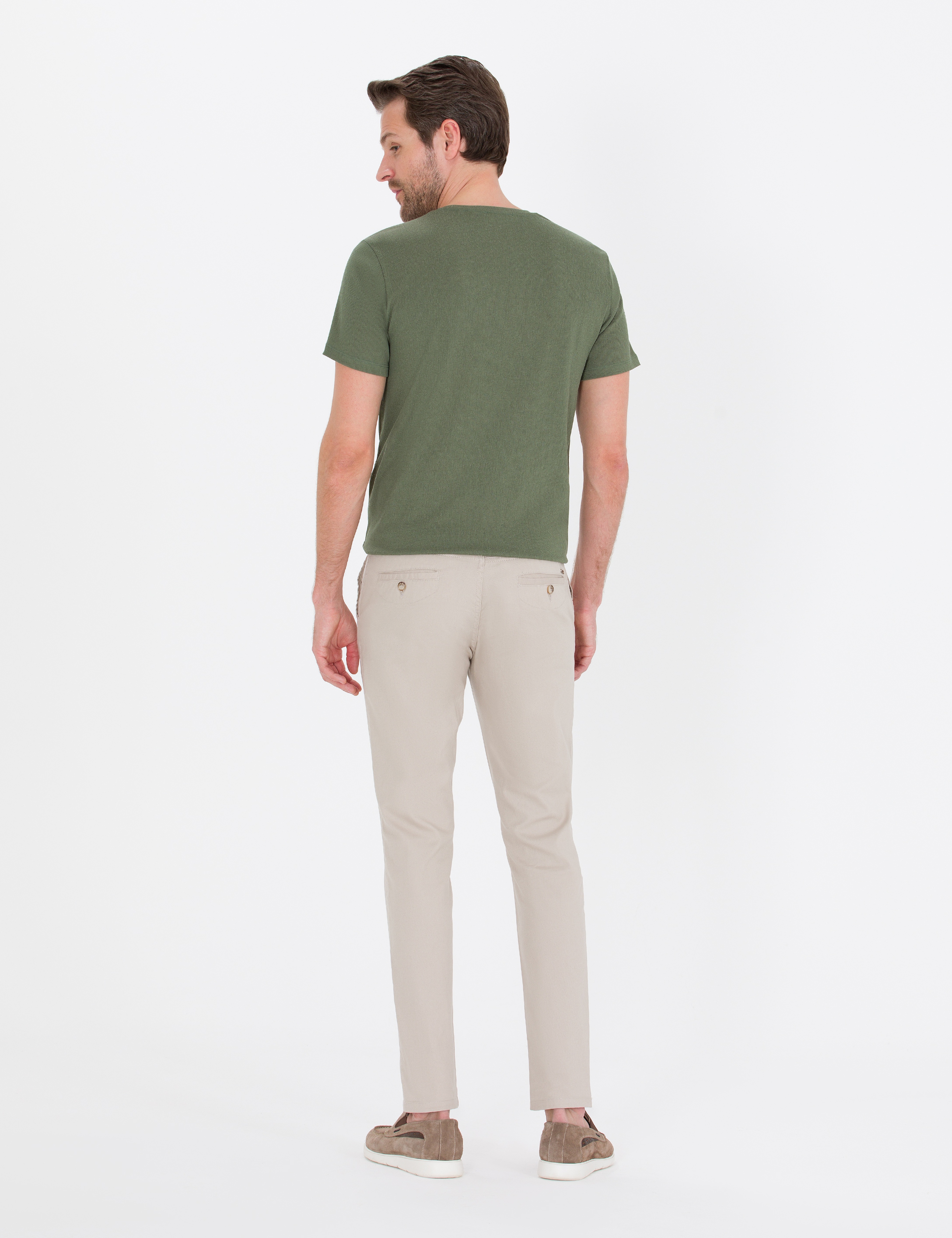 Bej Slim Fit Kanvas Pantolon