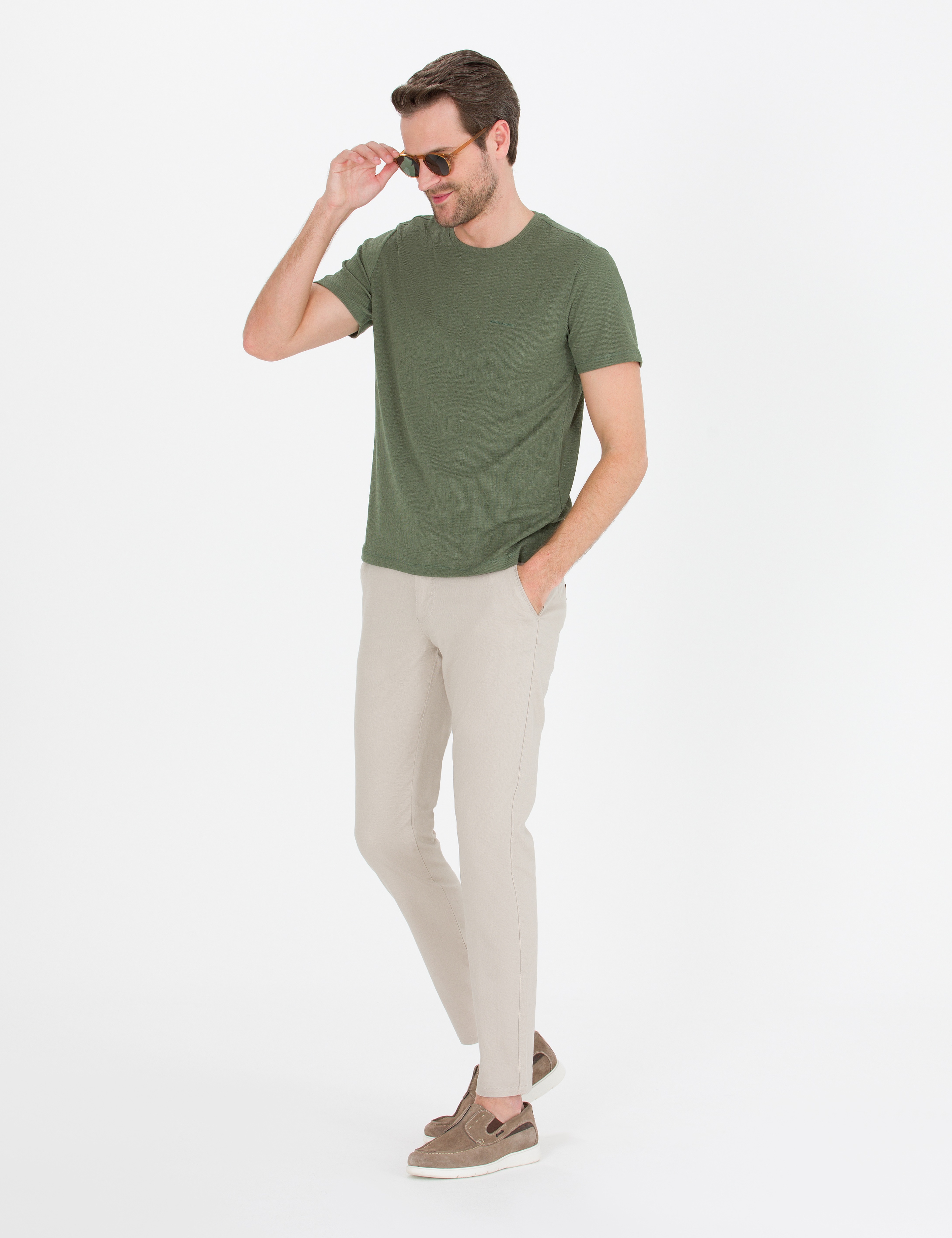 Bej Slim Fit Kanvas Pantolon - Image 3