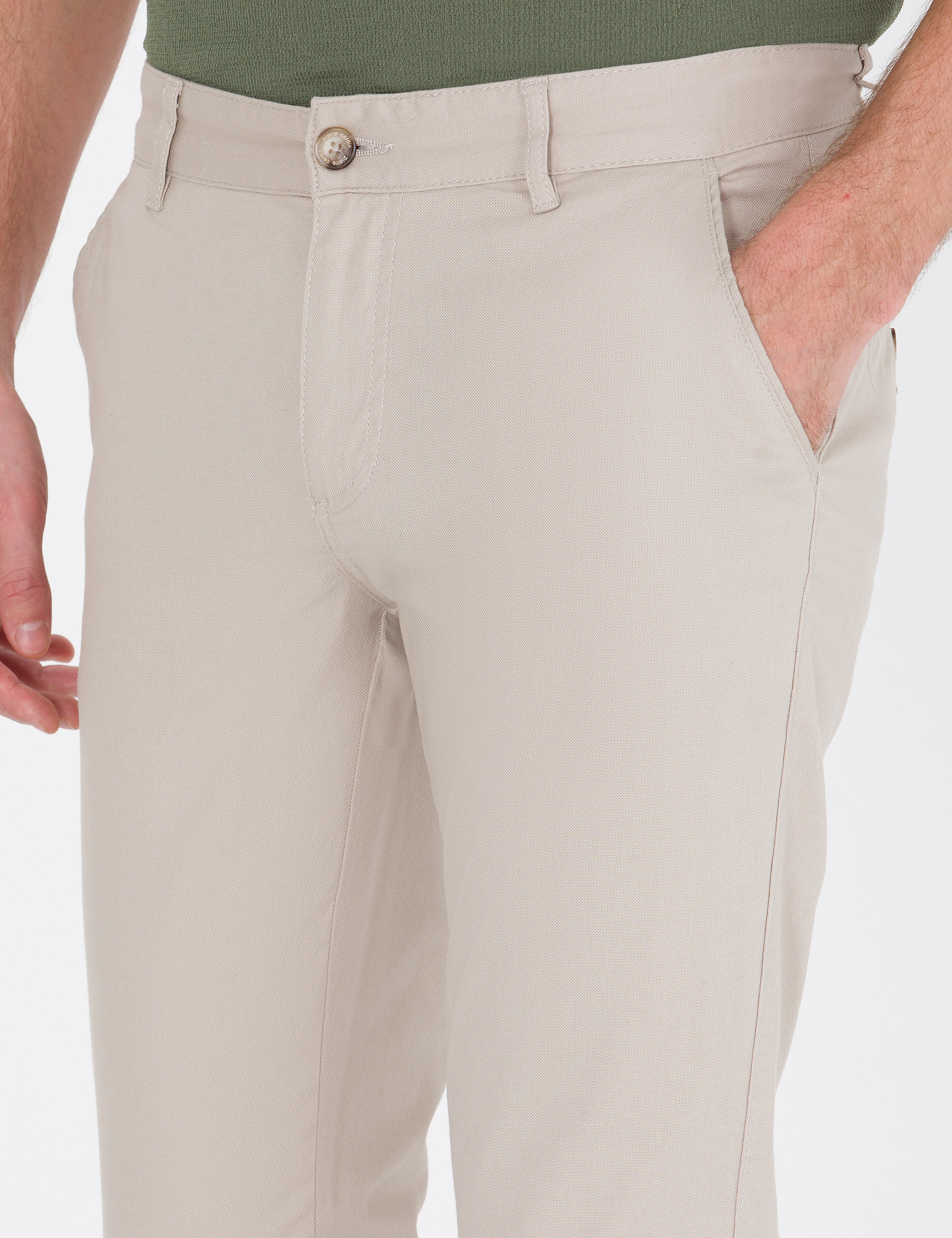 Bej Slim Fit Kanvas Pantolon - Image 5