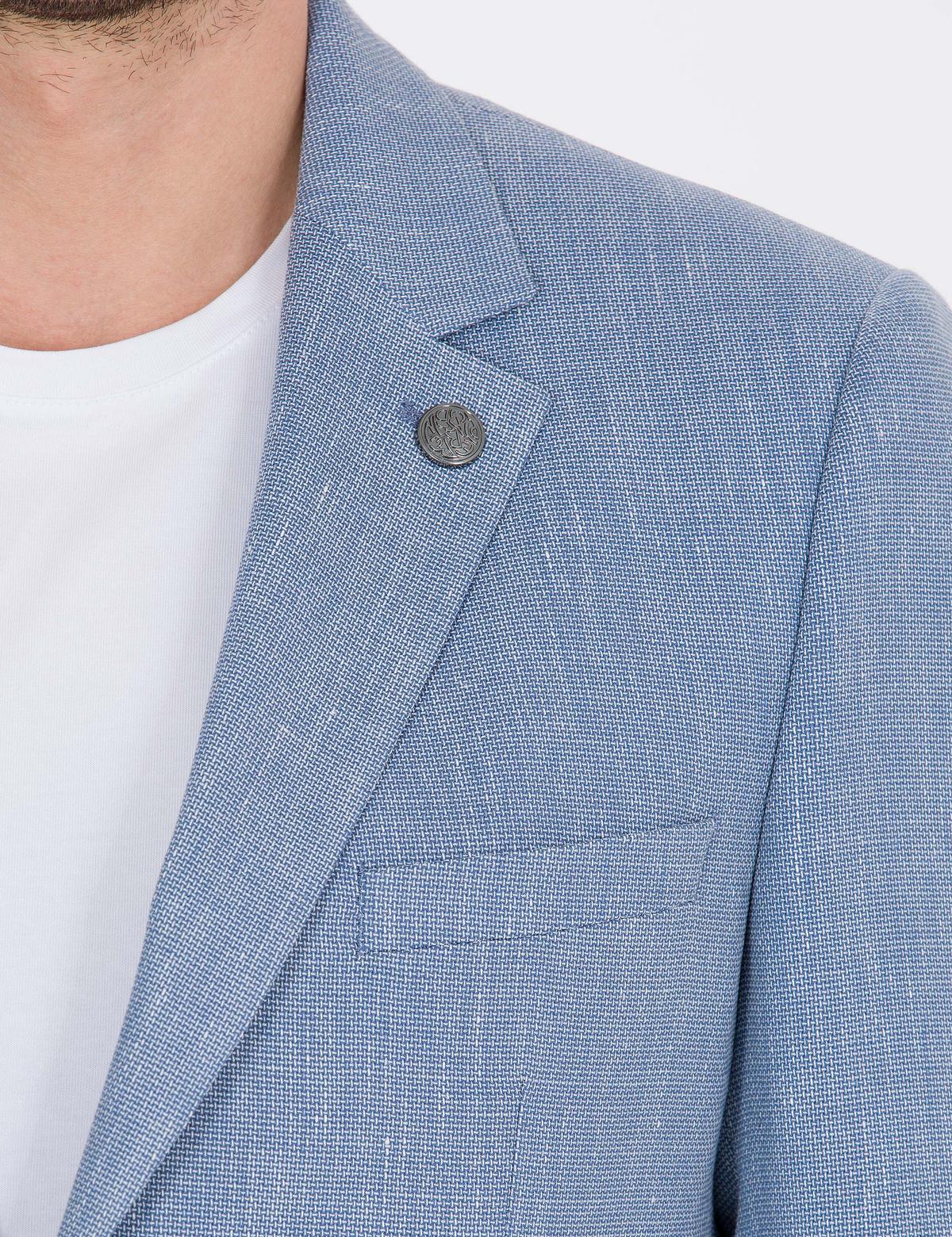 Açık Mavi Ex. Slim Fit Keten Karışımlı Ceket - 50264614080