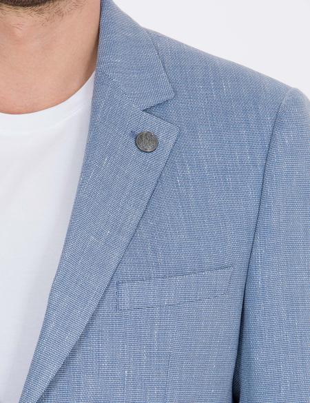 Açık Mavi Ex. Slim Fit Keten Karışımlı Ceket - 50264614080