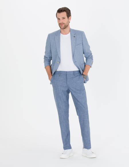 Açık Mavi Ex. Slim Fit Keten Karışımlı Ceket - 50264614080