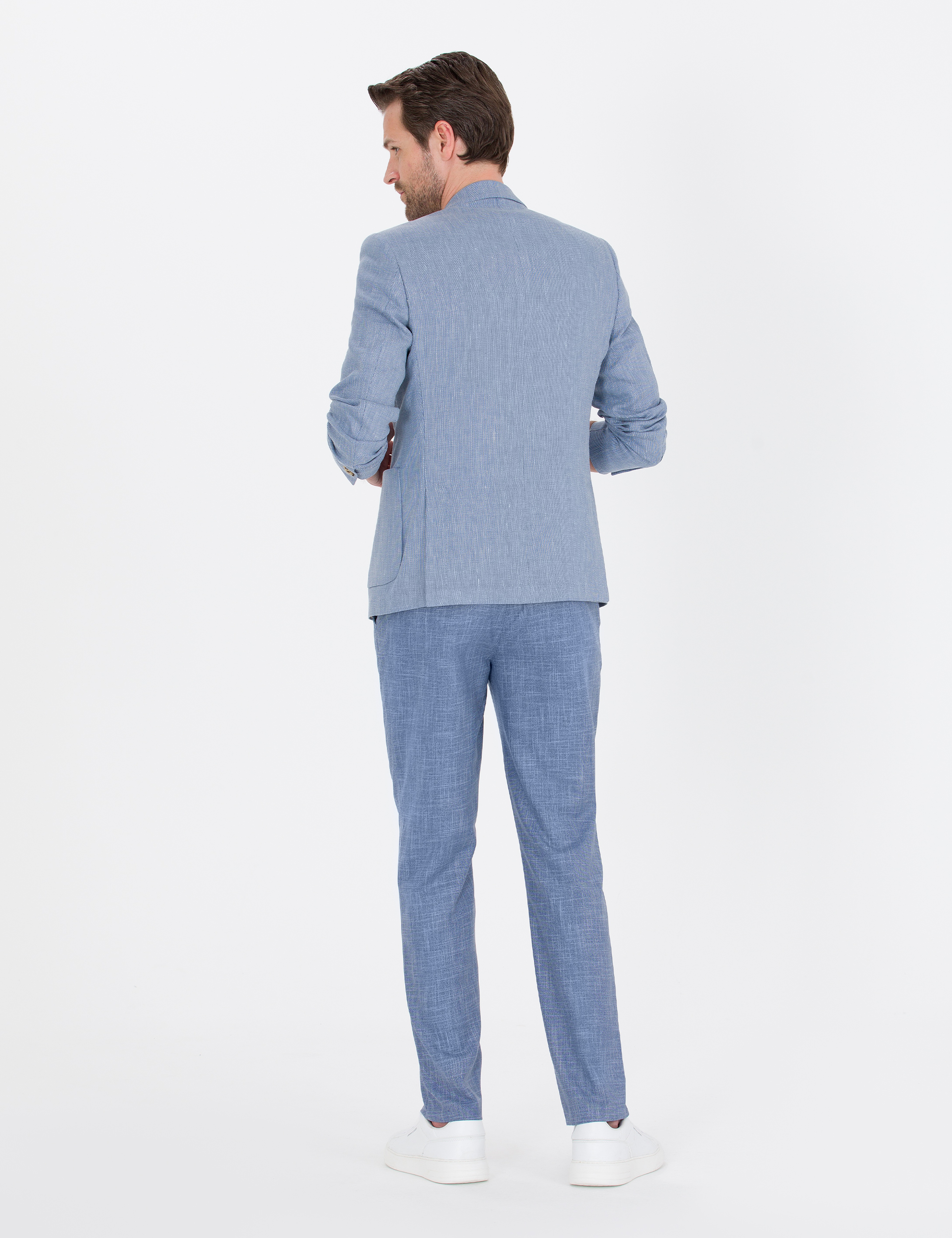 Koyu Mavi Jogger Kumaş Pantolon - Image 4