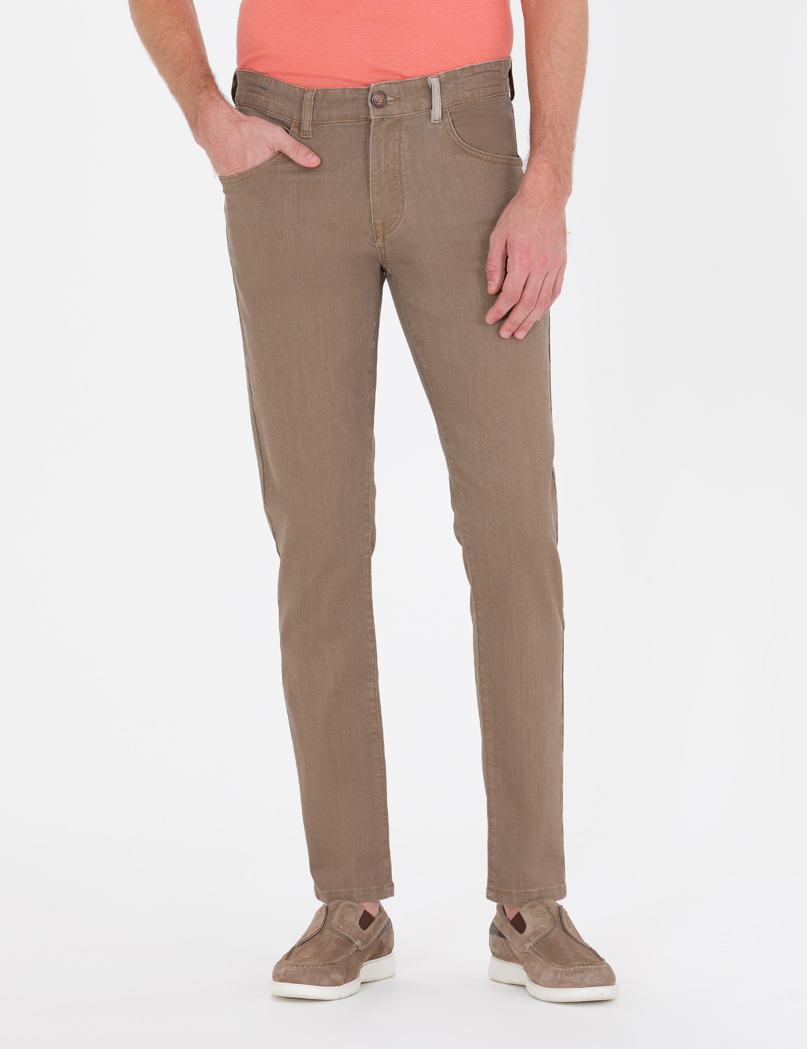 Açık Kahverengi Slim Fit Jean Pantolon