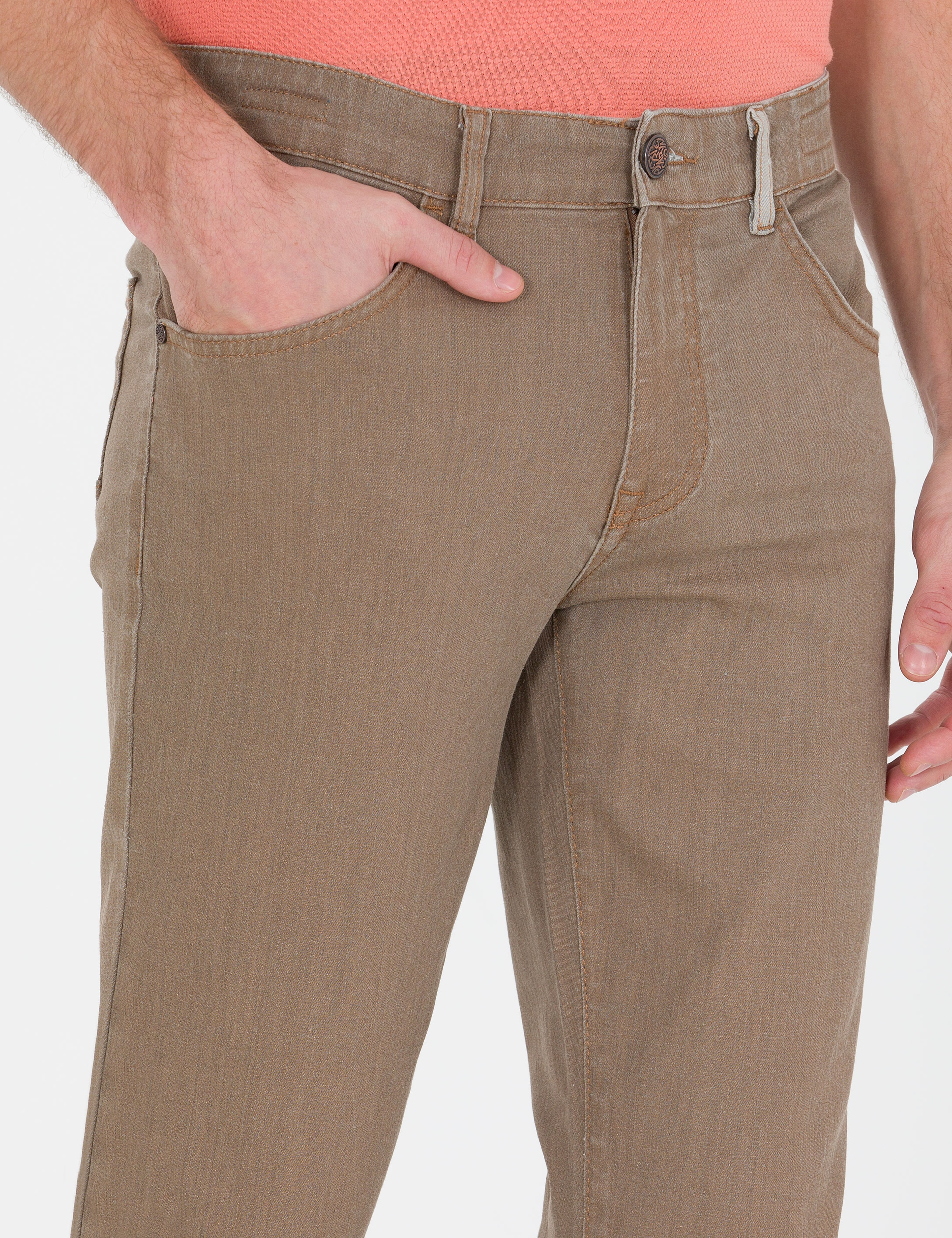 Açık Kahverengi Slim Fit Jean Pantolon