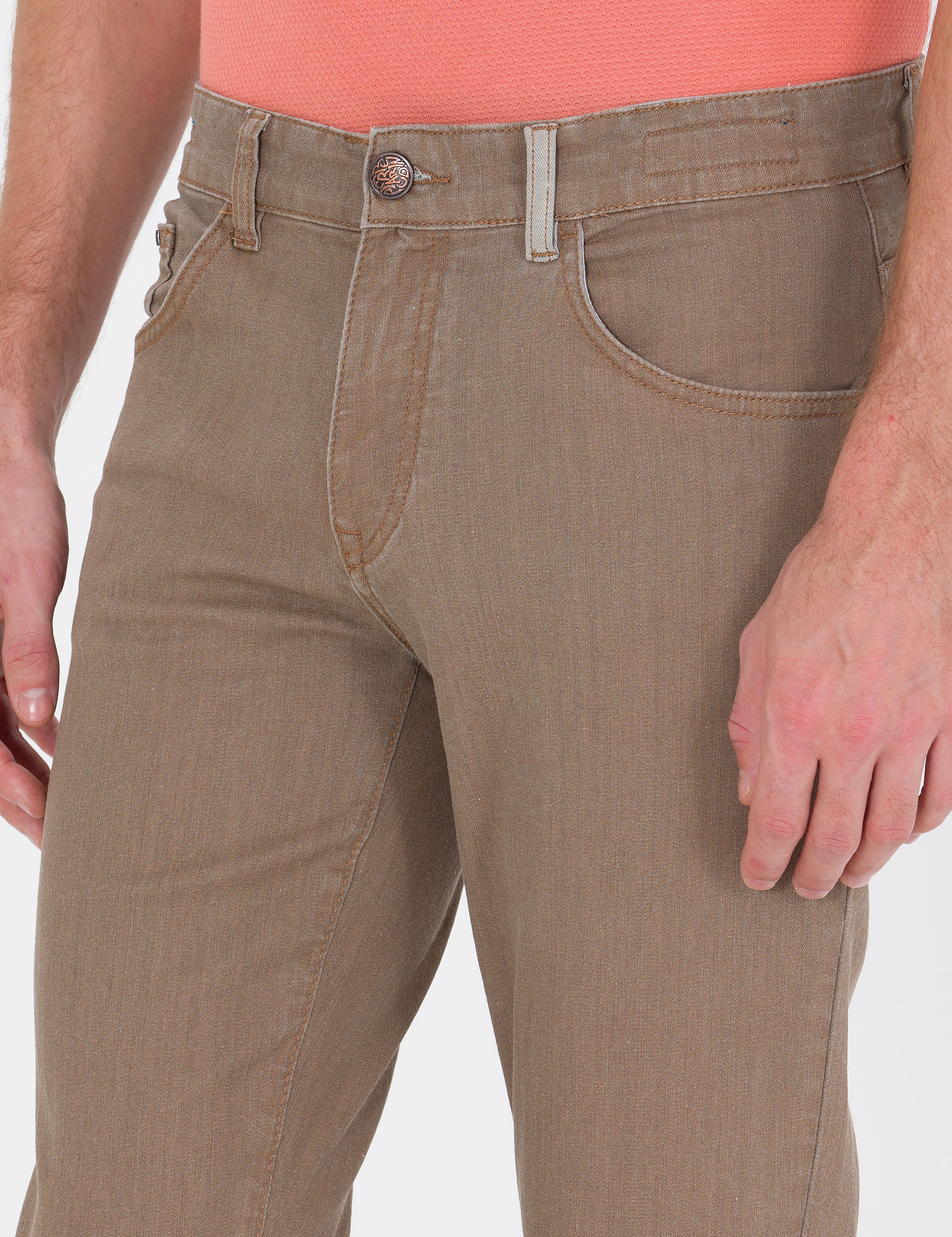 Açık Kahverengi Slim Fit Jean Pantolon - Image 5