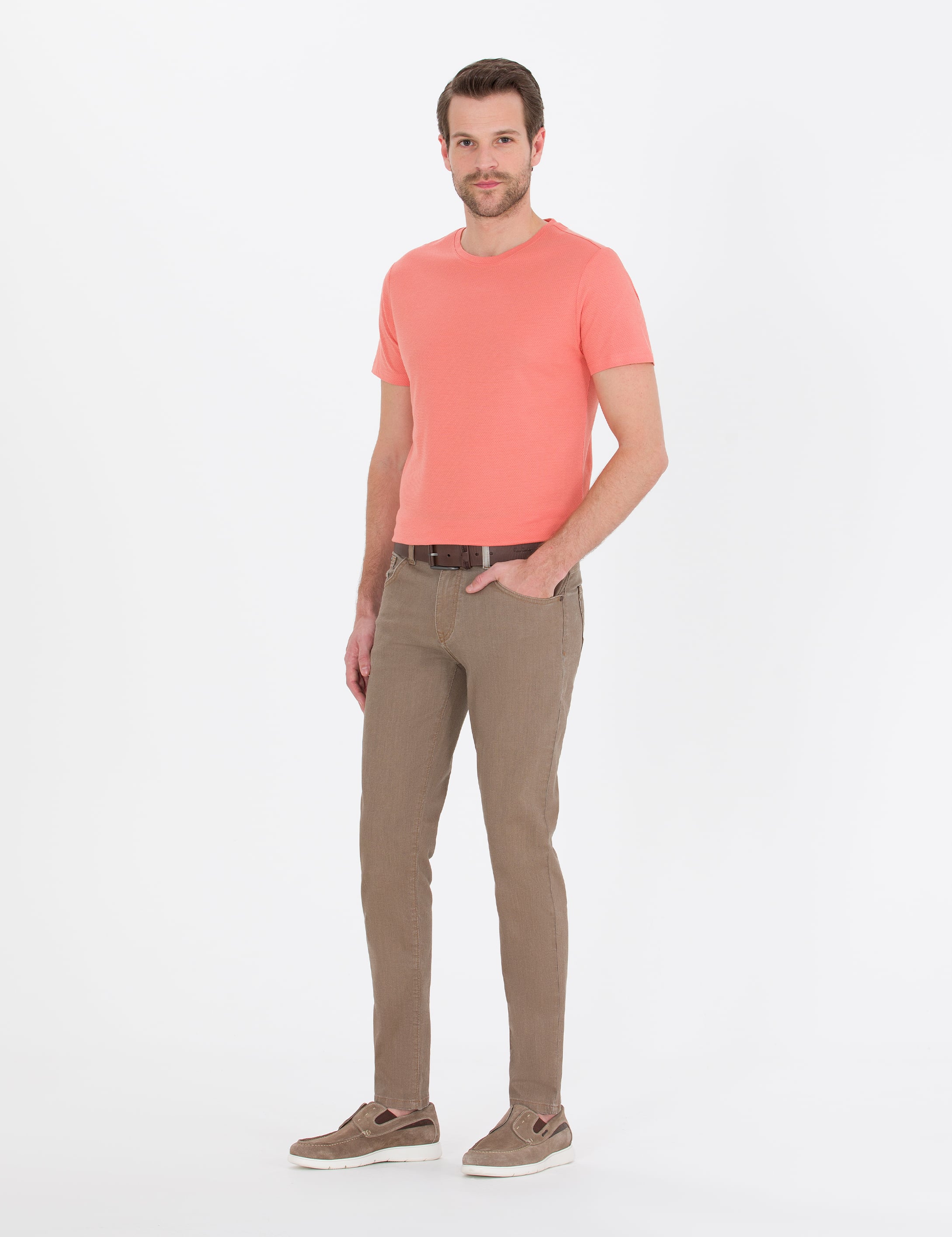 Açık Kahverengi Slim Fit Jean Pantolon