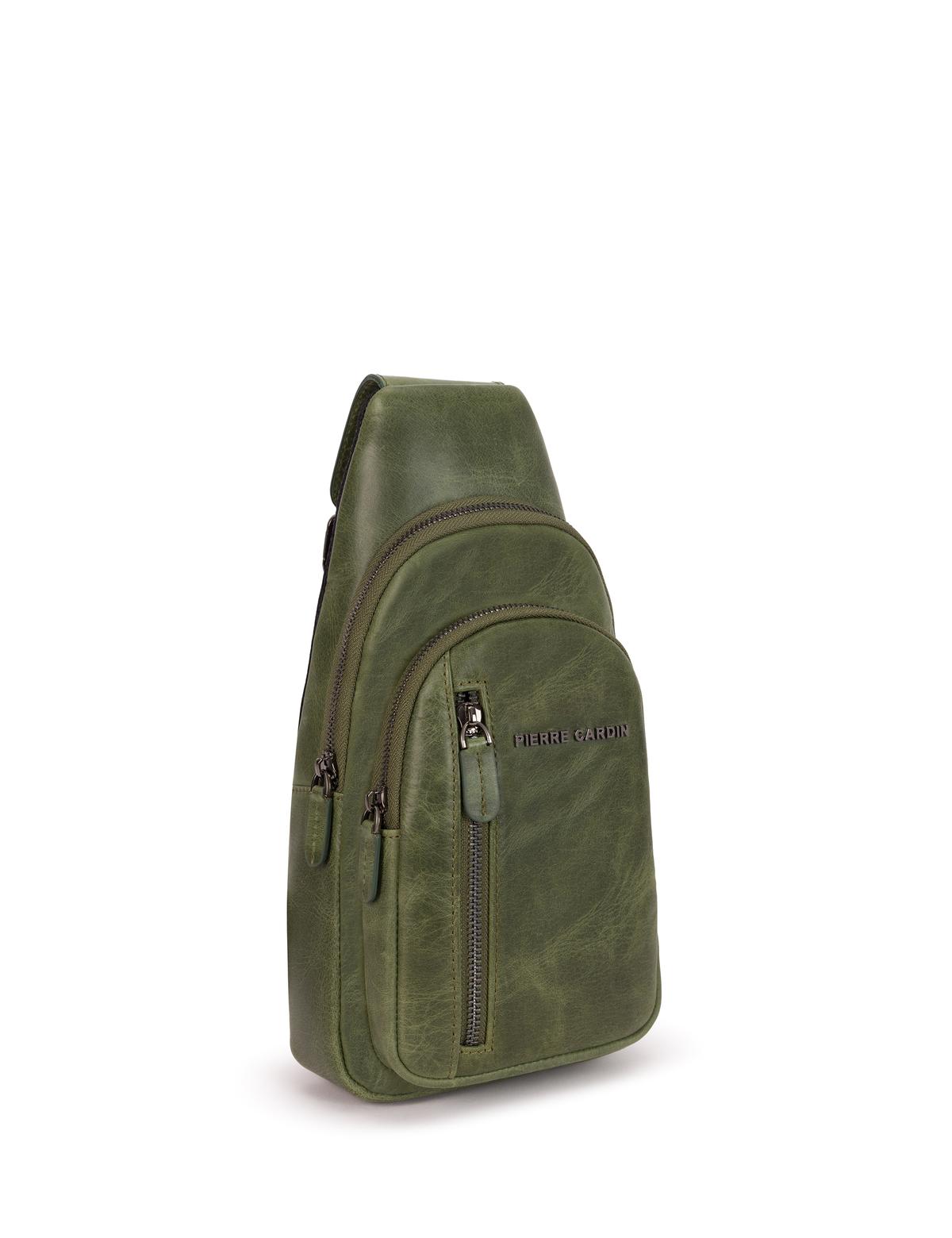 Erkek Haki Deri Sırt Çantası - 50268772001