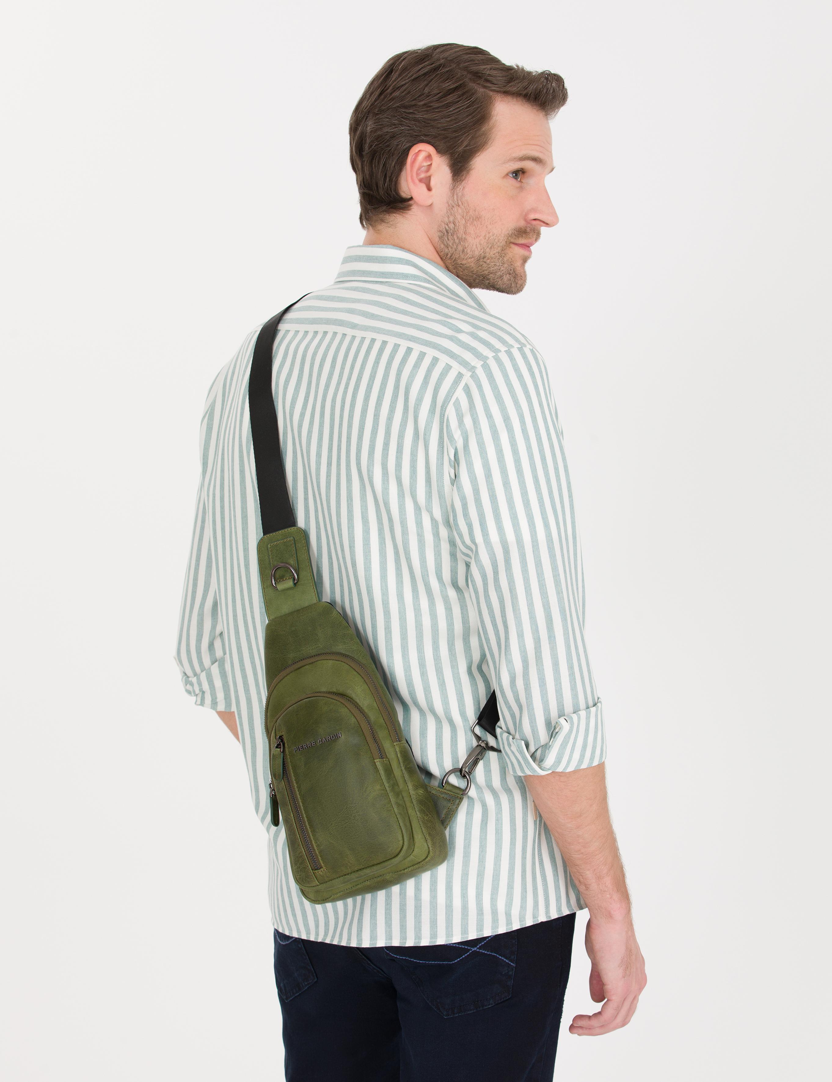 Erkek Haki Deri Sırt Çantası