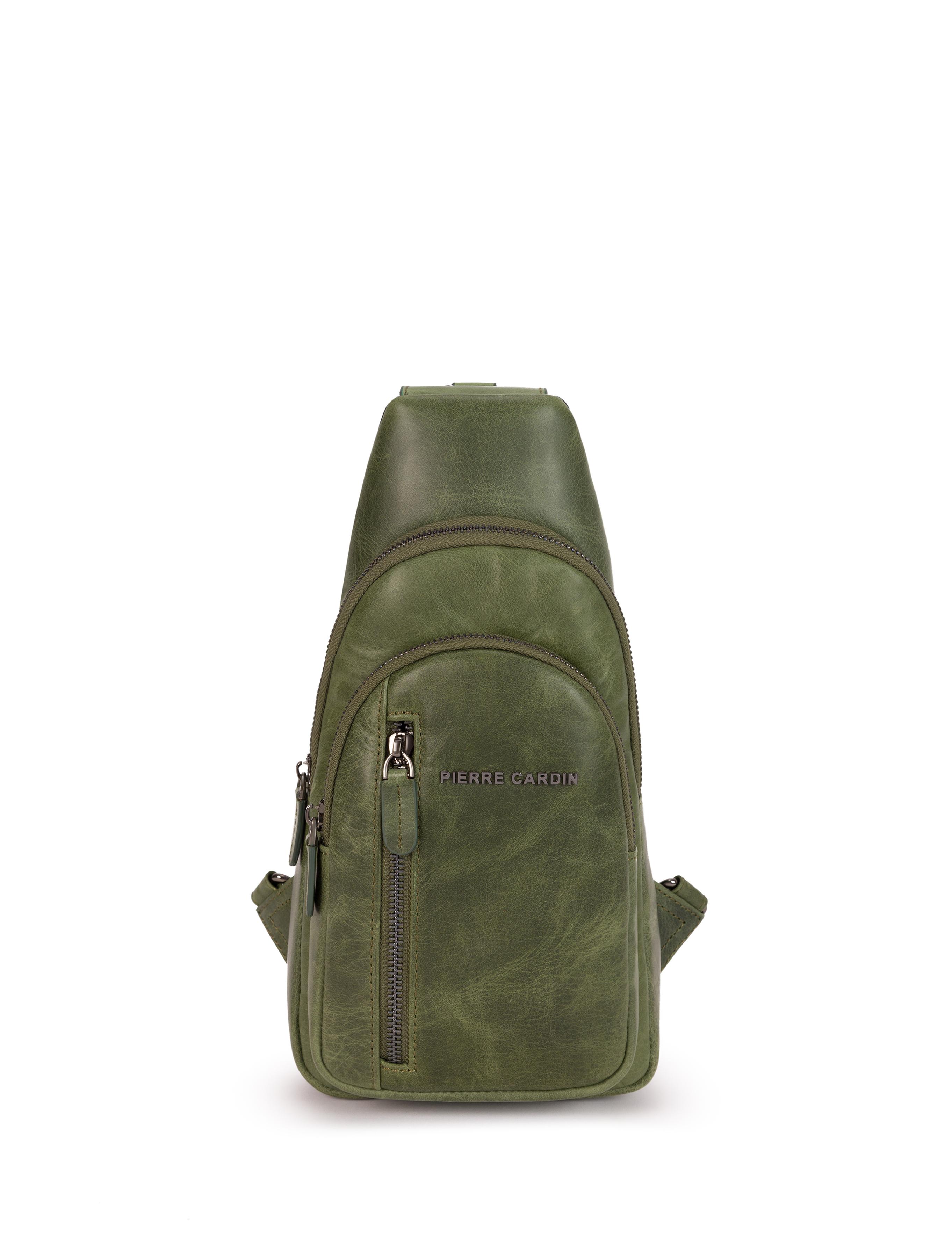 Erkek Haki Deri Sırt Çantası