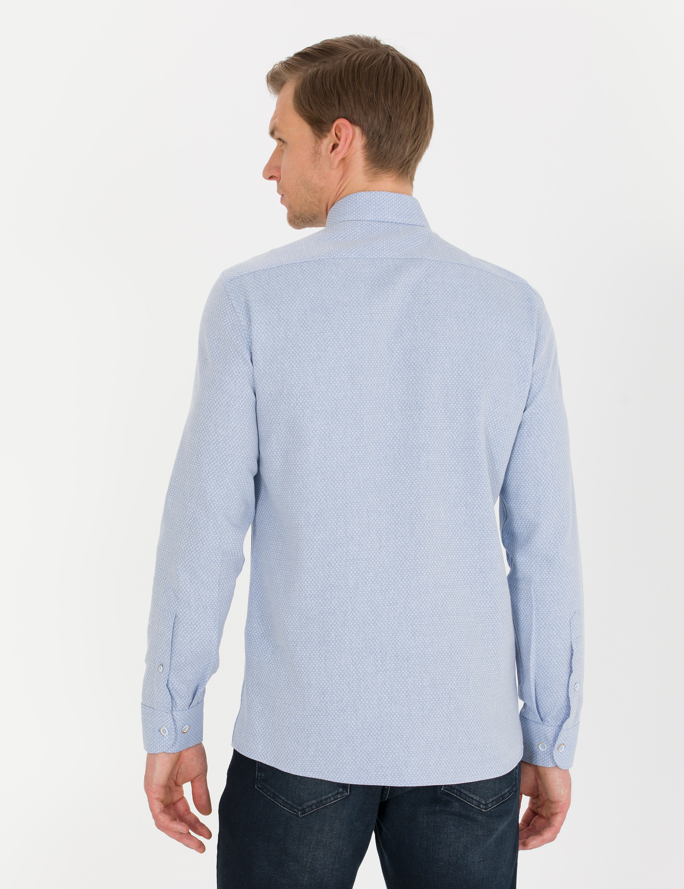 Açık Mavi Slim Fit Uzun Kollu Gömlek