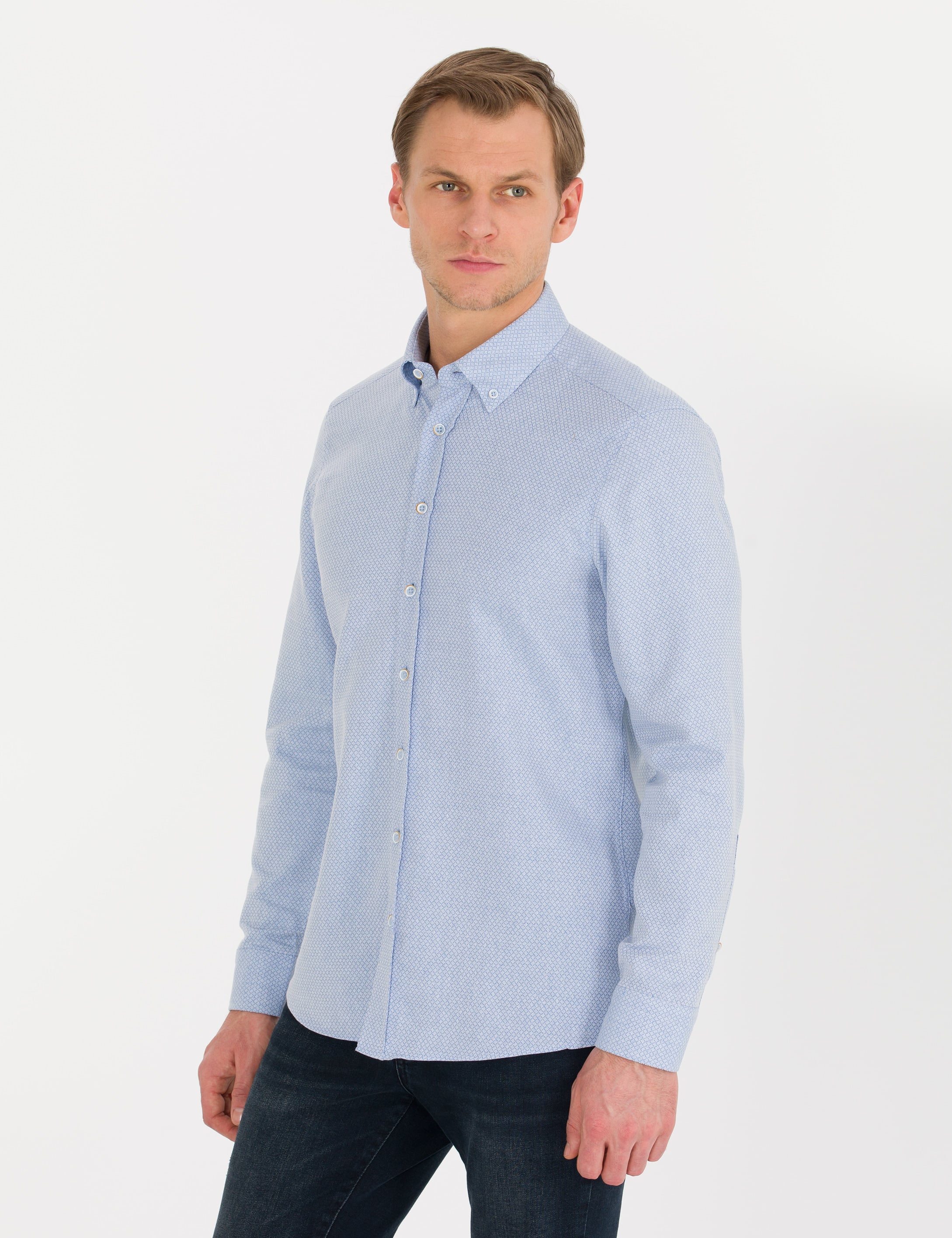 Açık Mavi Slim Fit Uzun Kollu Gömlek