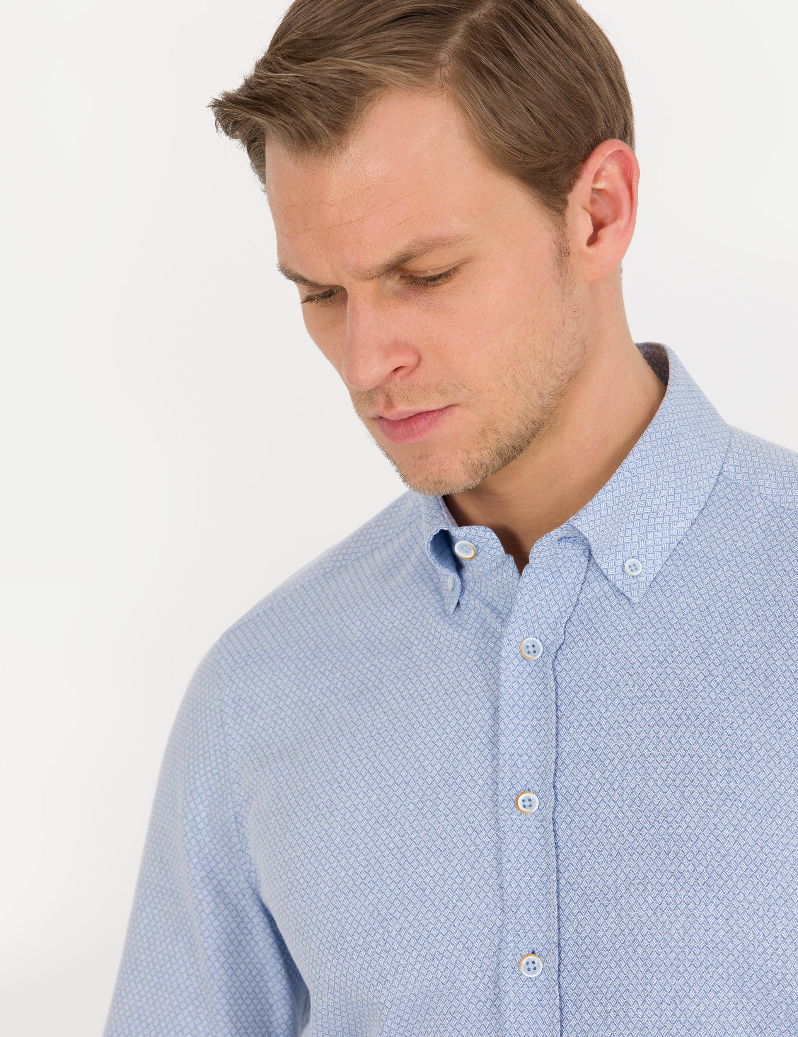 Açık Mavi Slim Fit Uzun Kollu Gömlek