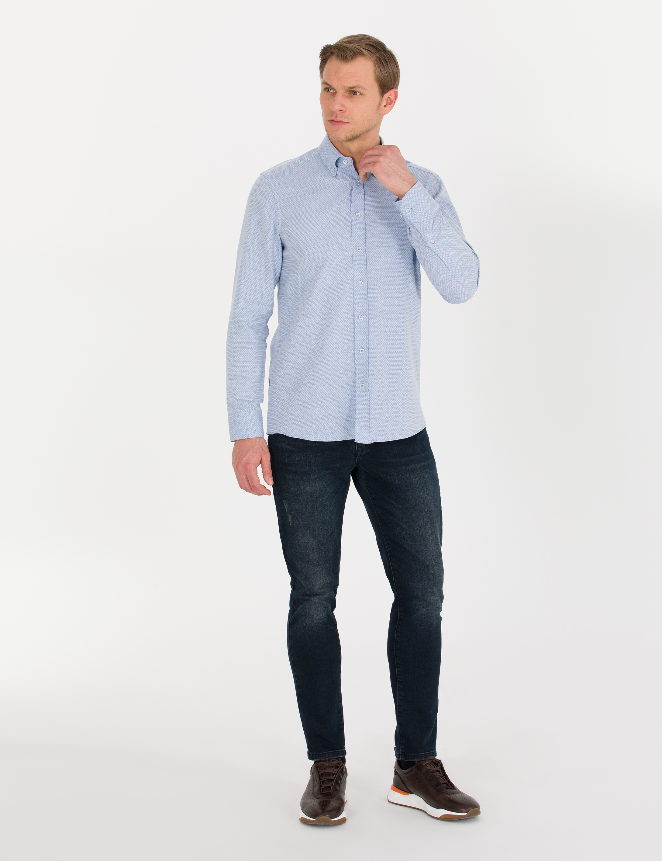 Açık Mavi Slim Fit Uzun Kollu Gömlek