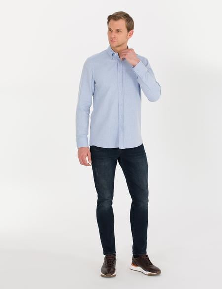 Açık Mavi Slim Fit Uzun Kollu Gömlek - 50265762005