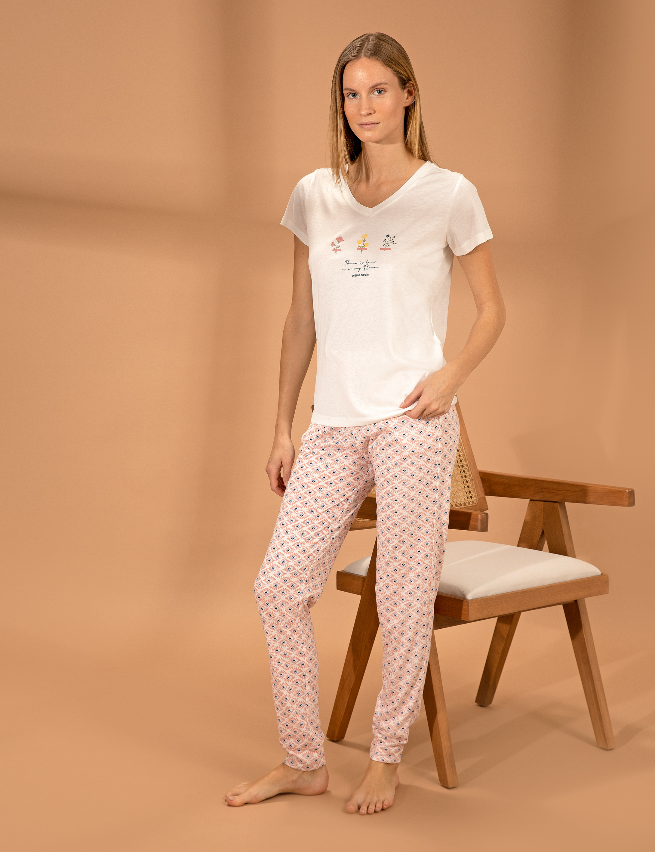 Krem Pijama Takımı