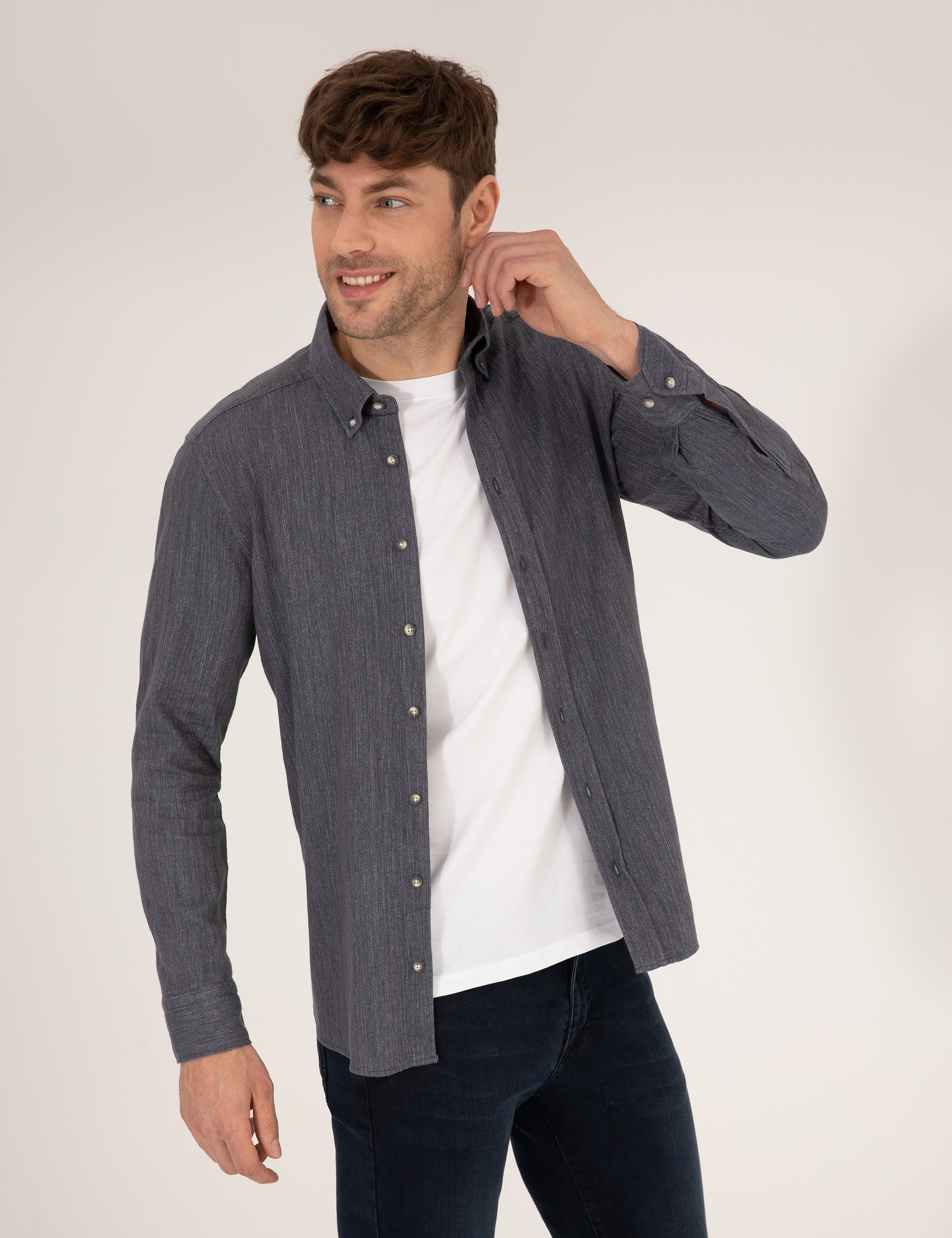 Mavi Slim Fit Uzun Kollu Gömlek