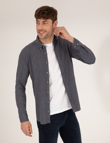 Mavi Slim Fit Uzun Kollu Gömlek
