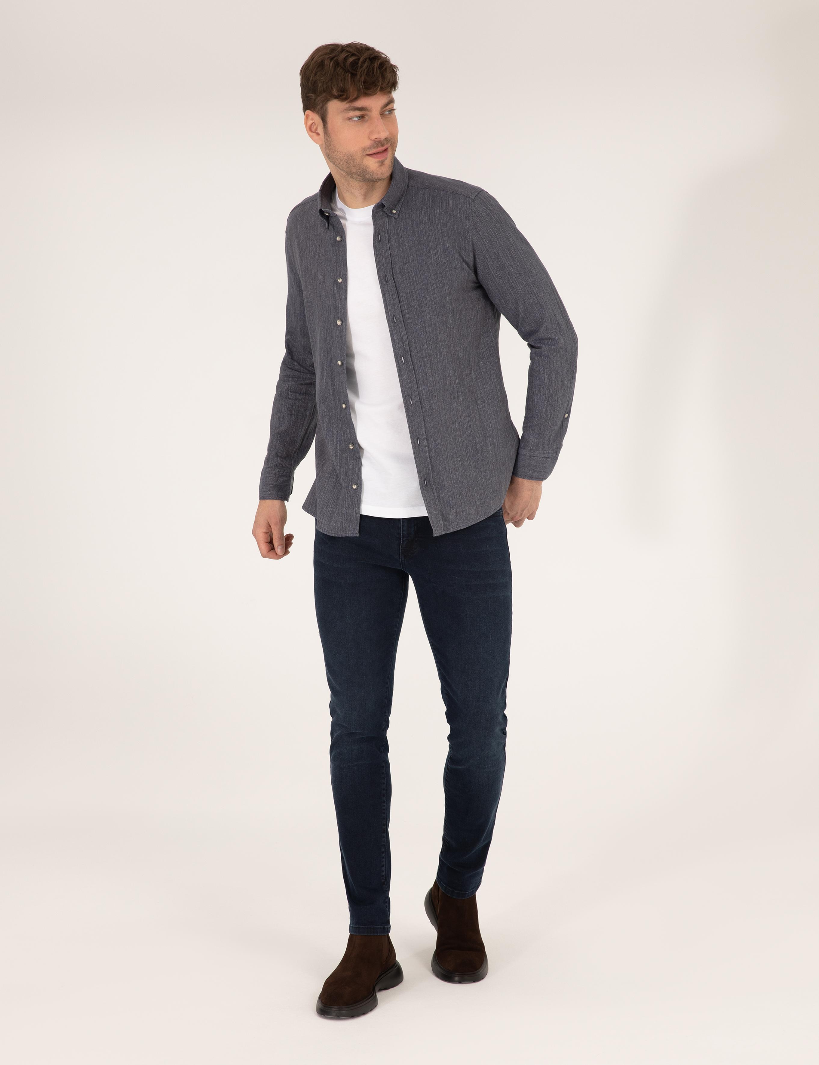 Mavi Slim Fit Uzun Kollu Gömlek