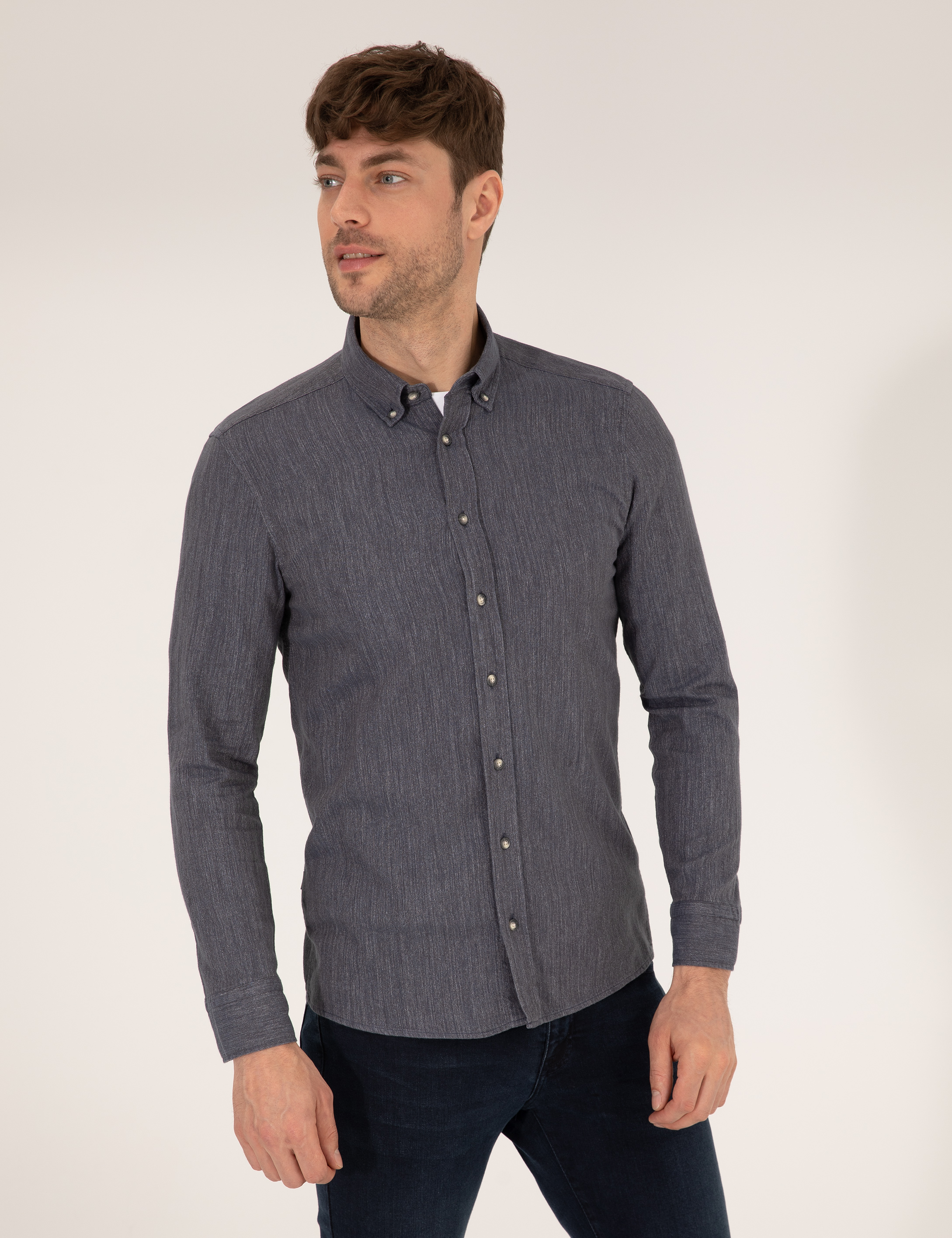 Pierre Cardin Mavi Slim Fit Uzun Kollu Gömlek görsel 3