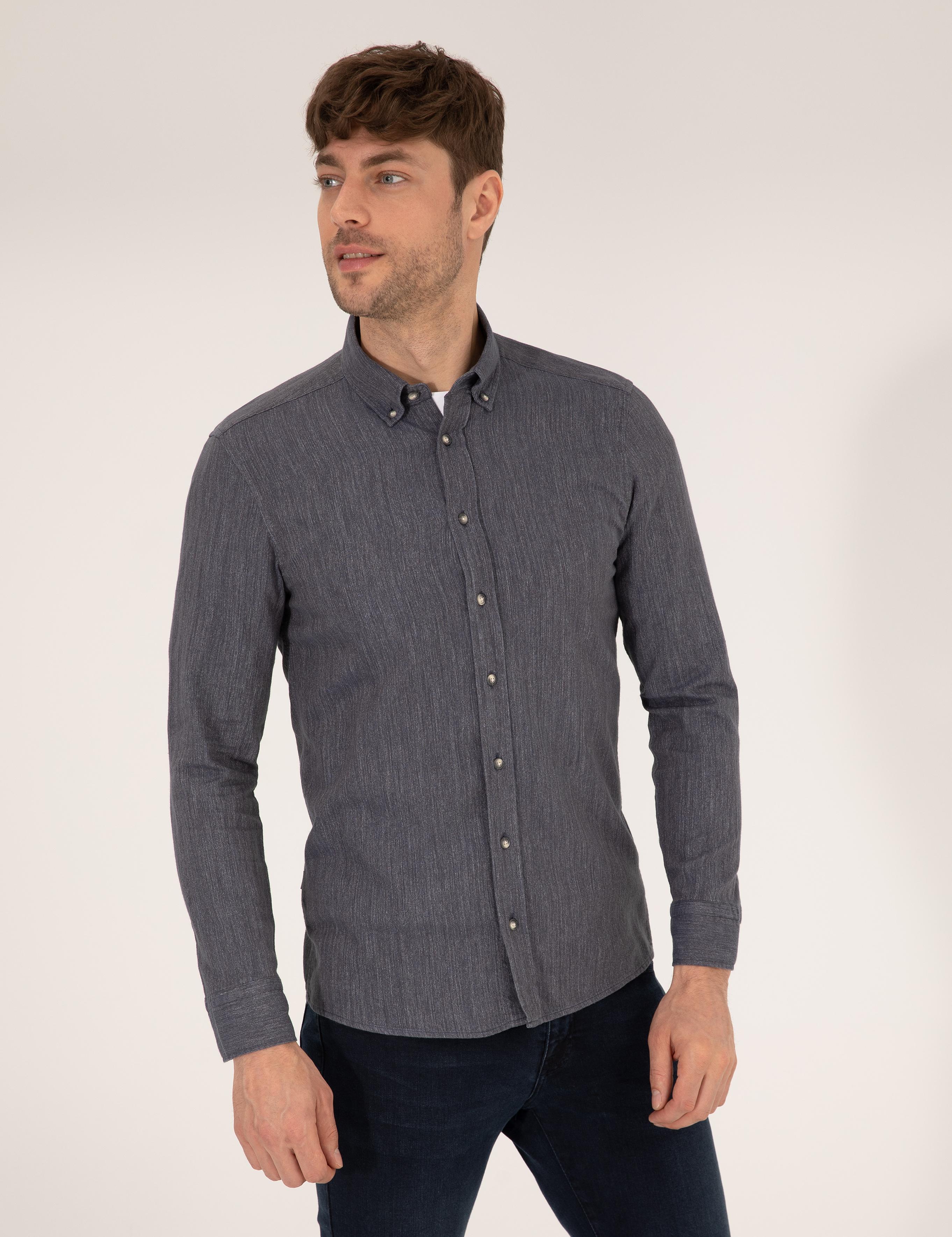 Mavi Slim Fit Uzun Kollu Gömlek