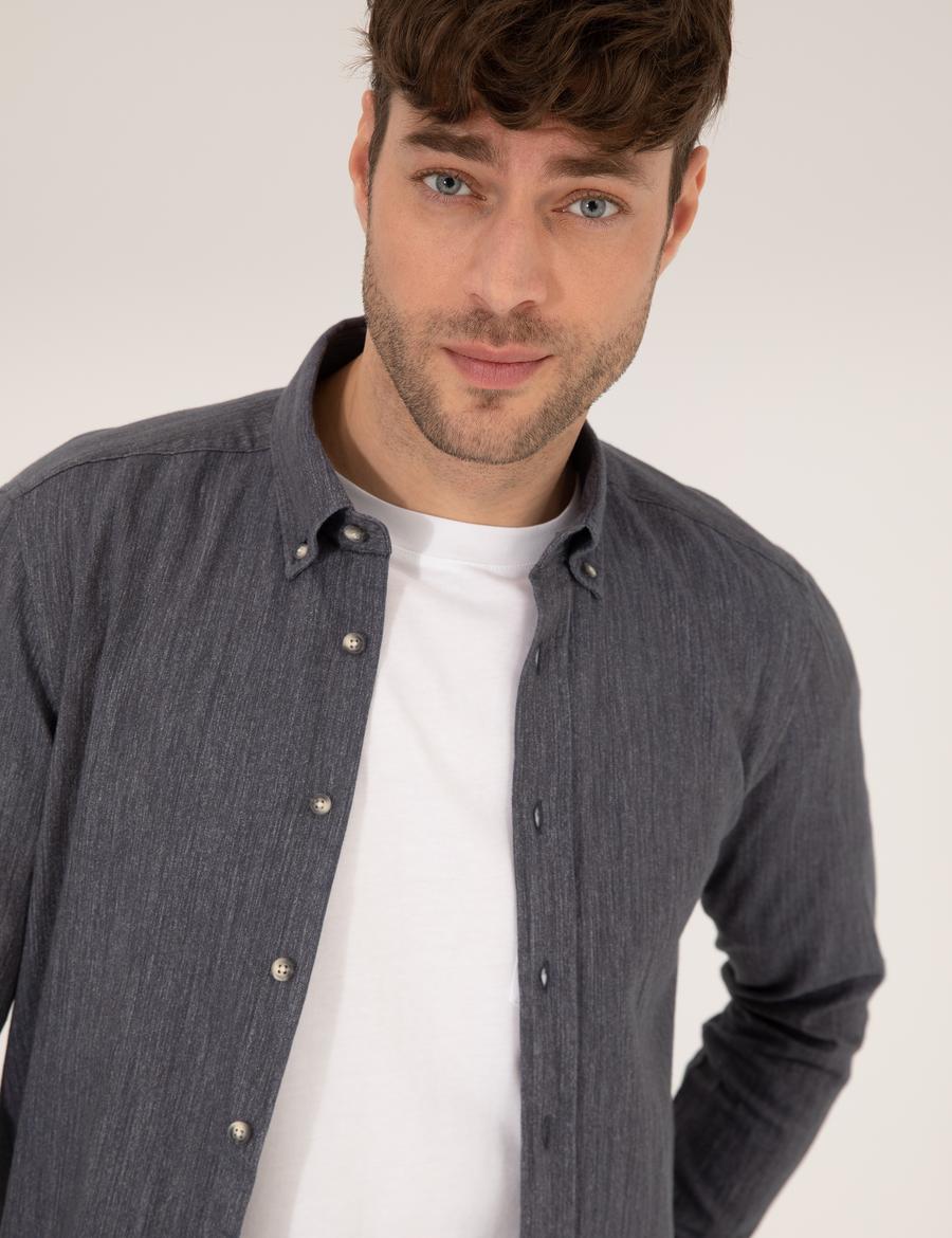 Mavi Slim Fit Uzun Kollu Gömlek