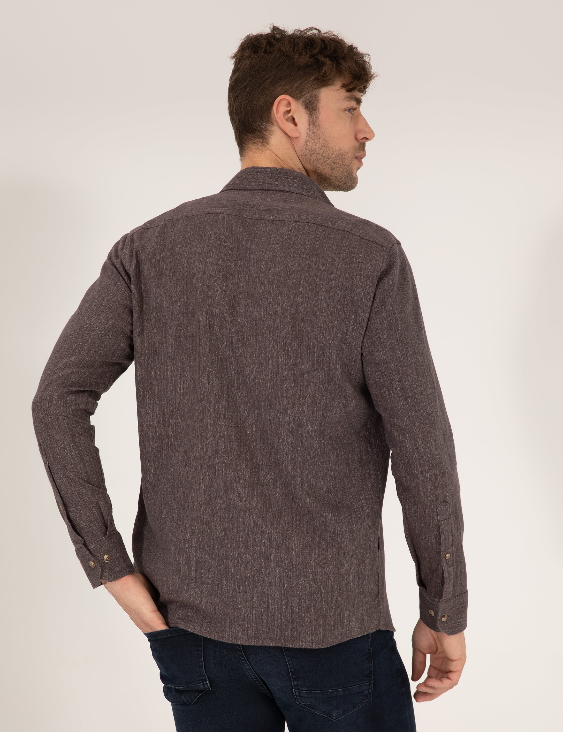 Pierre Cardin Kahverengi Slim Fit Uzun Kollu Gömlek görsel 5