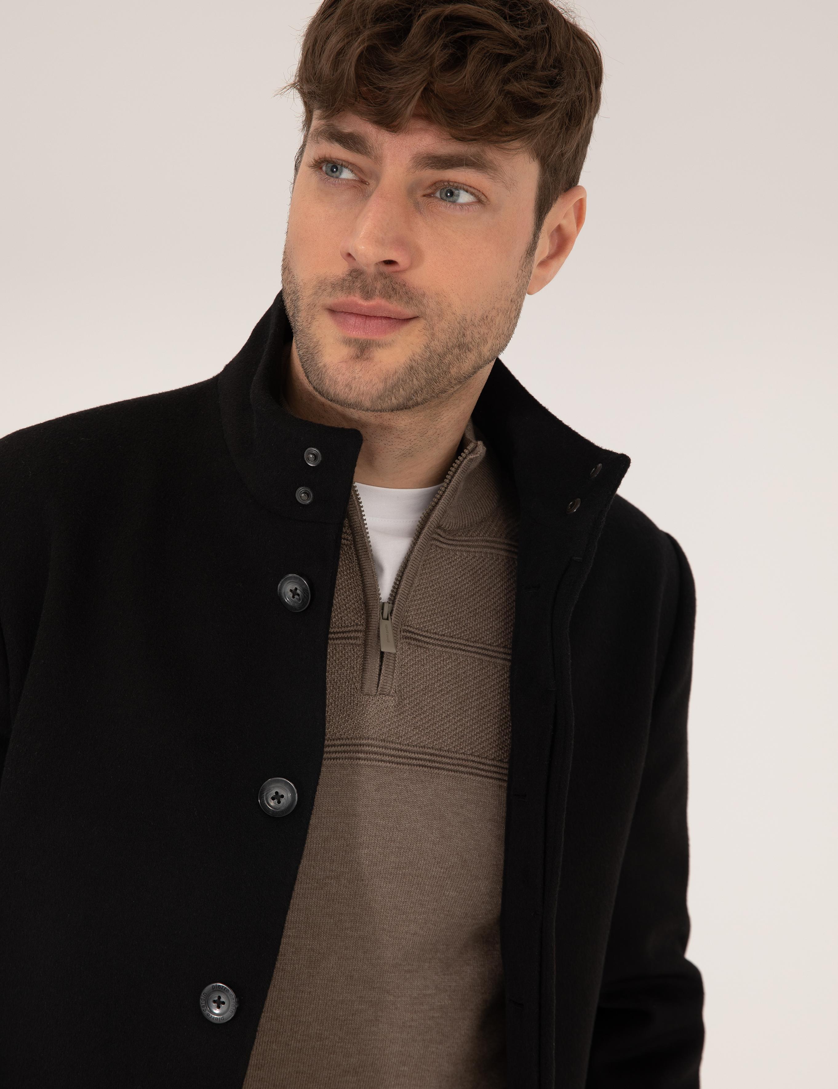 Siyah Slim Fit Palto