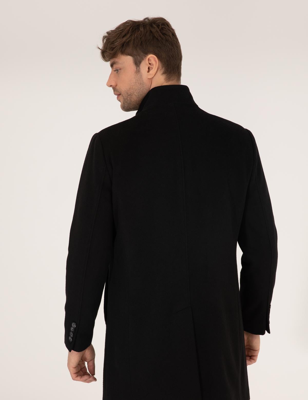 Siyah Slim Fit Palto - 50257493002