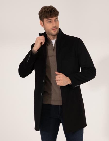 Siyah Slim Fit Palto - 50257493002