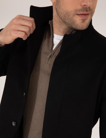 Siyah Slim Fit Palto - 50257493002
