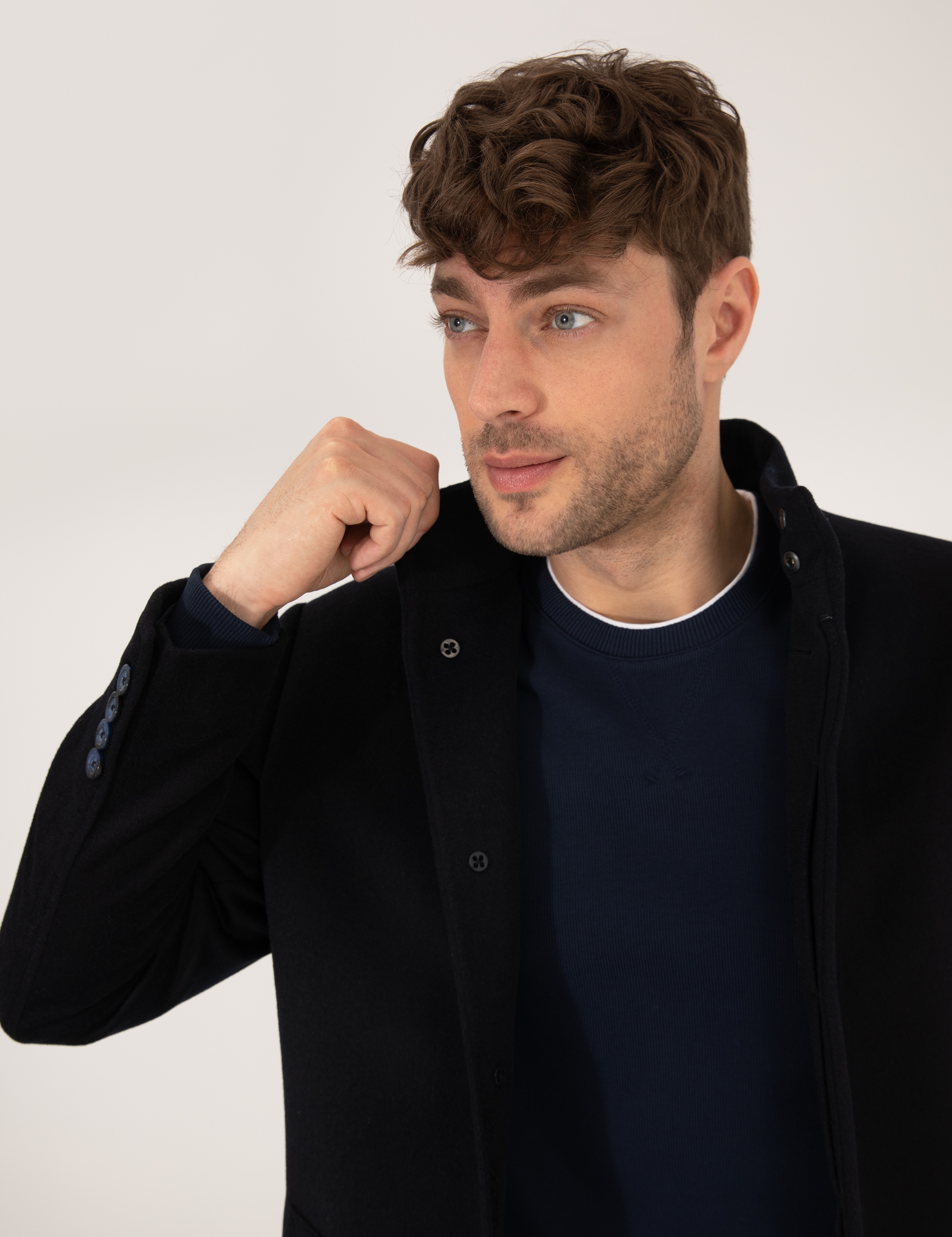 Lacivert Slim Fit Palto - Image 3