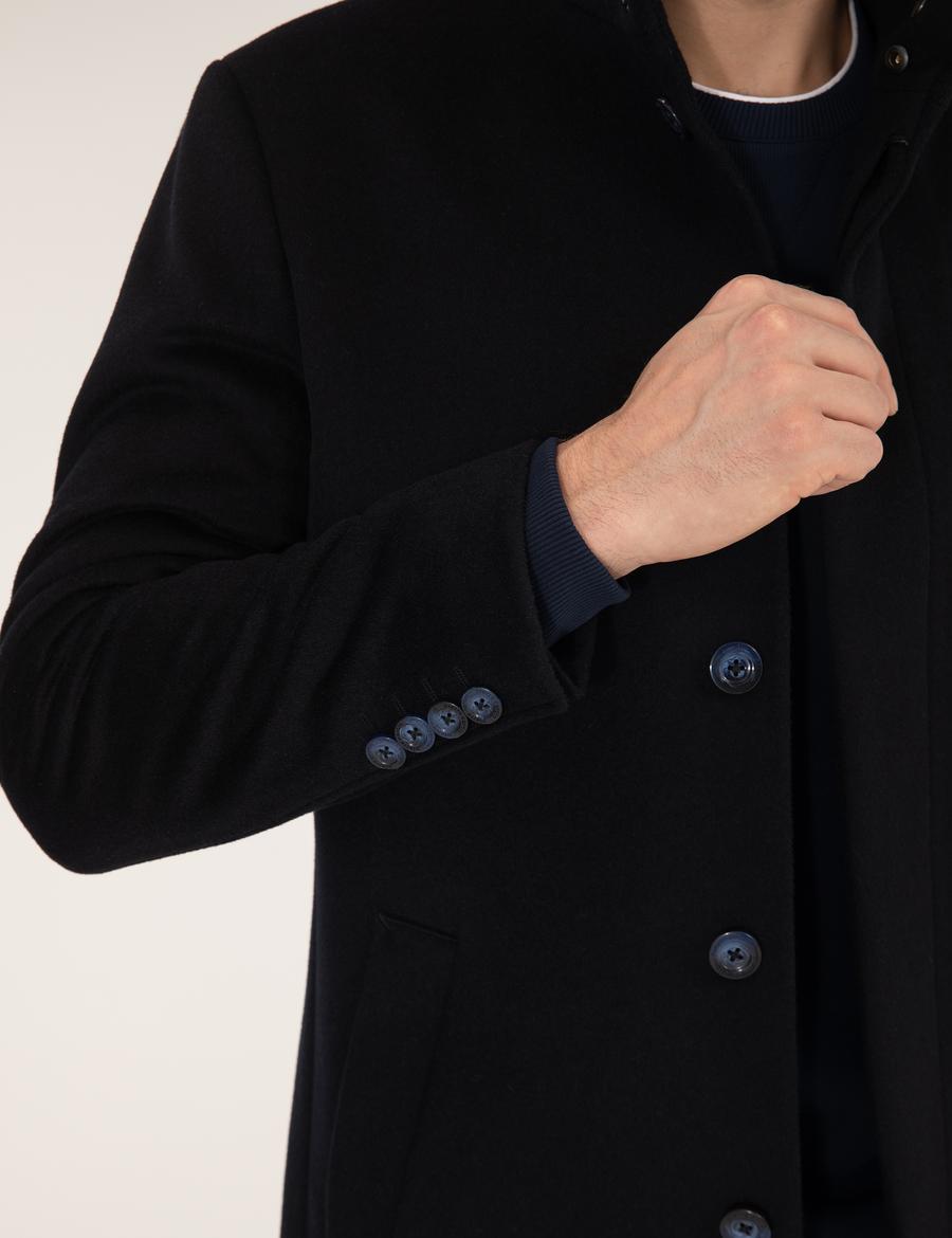 Lacivert Slim Fit Palto