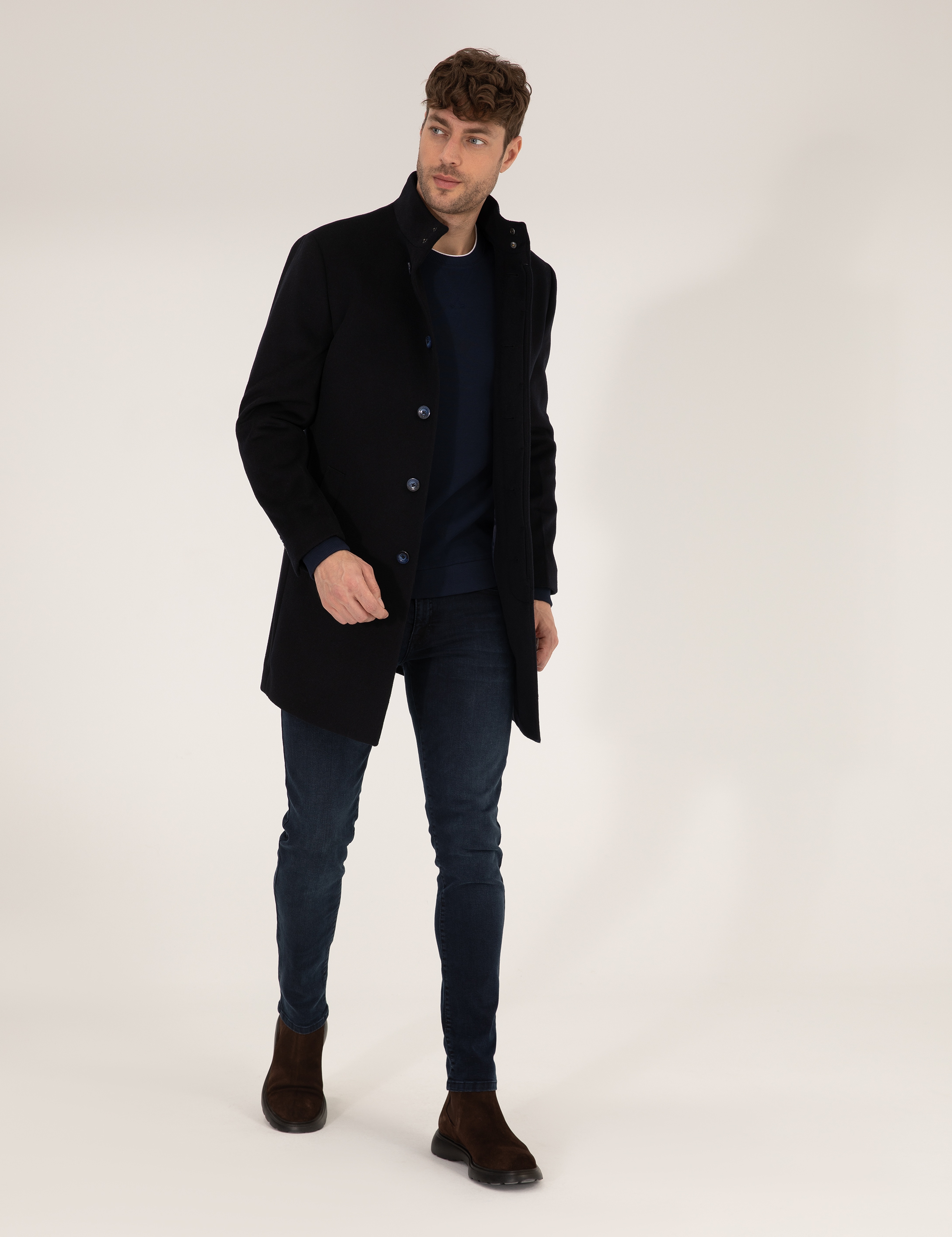 Lacivert Slim Fit Palto - Image 2