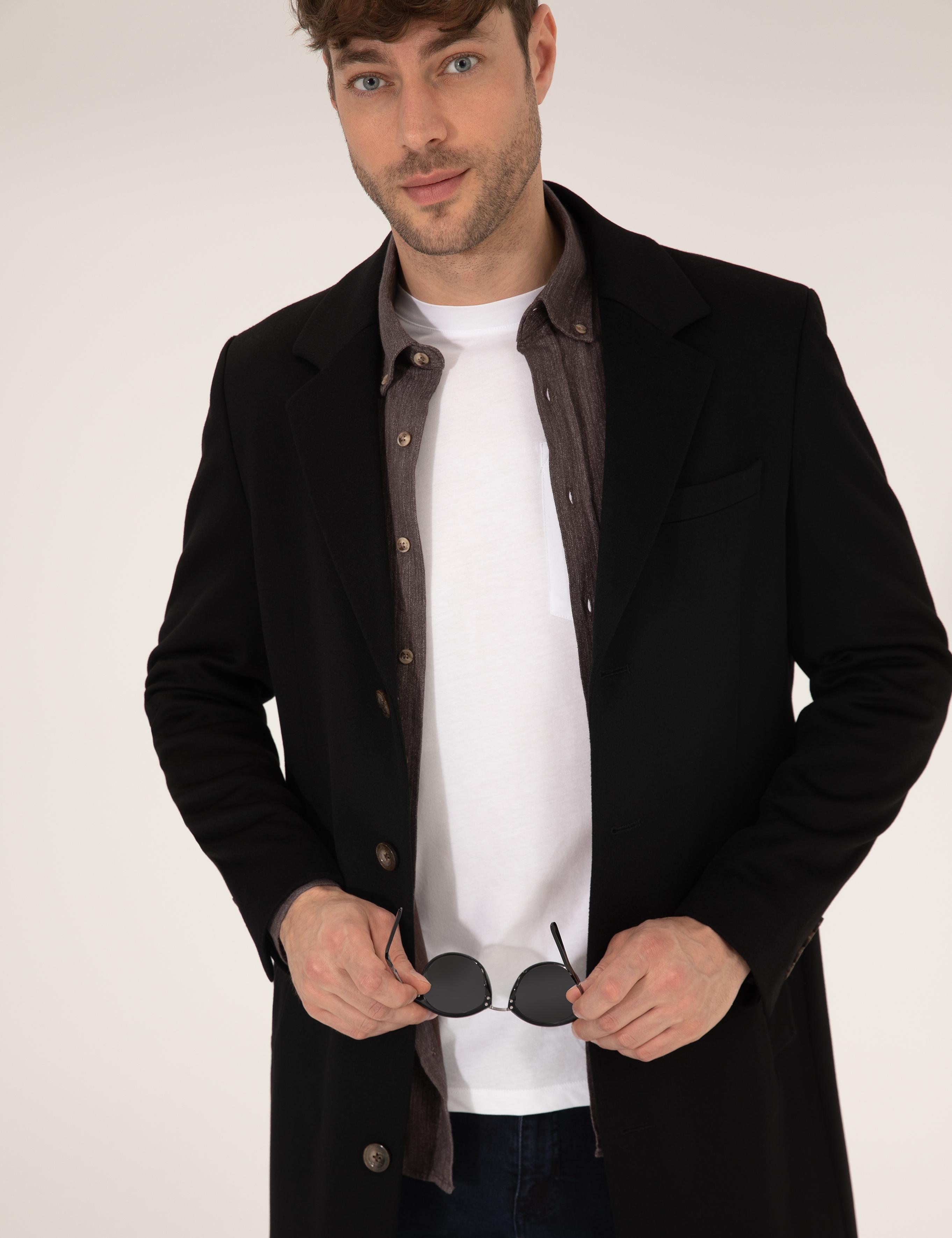 Siyah Slim Fit Palto