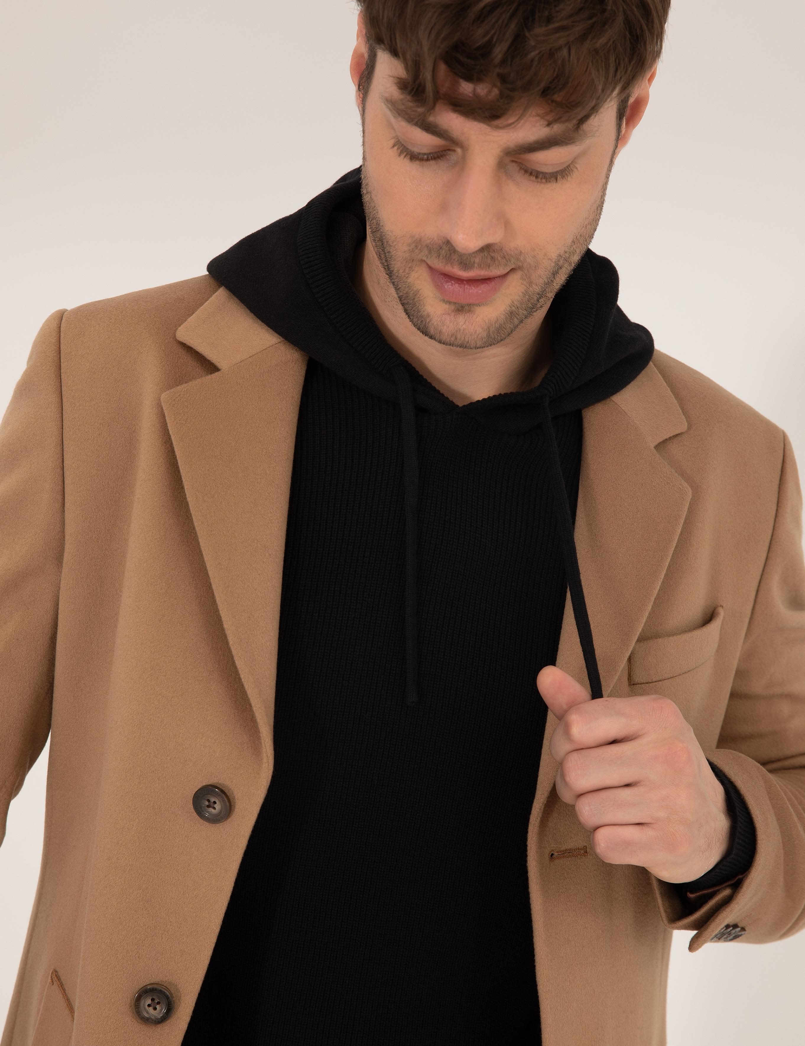 Camel Slim Fit Palto