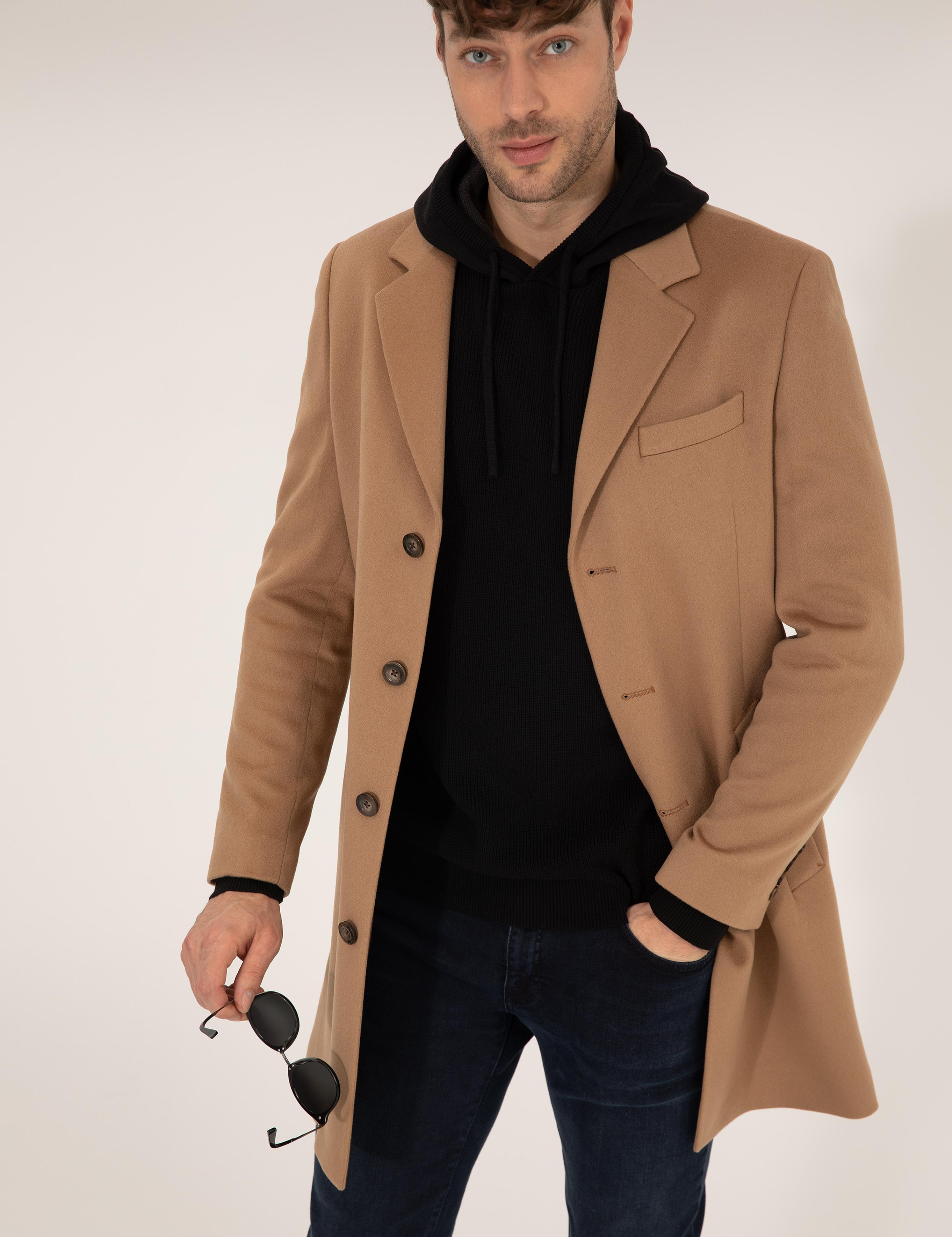 Camel Slim Fit Palto