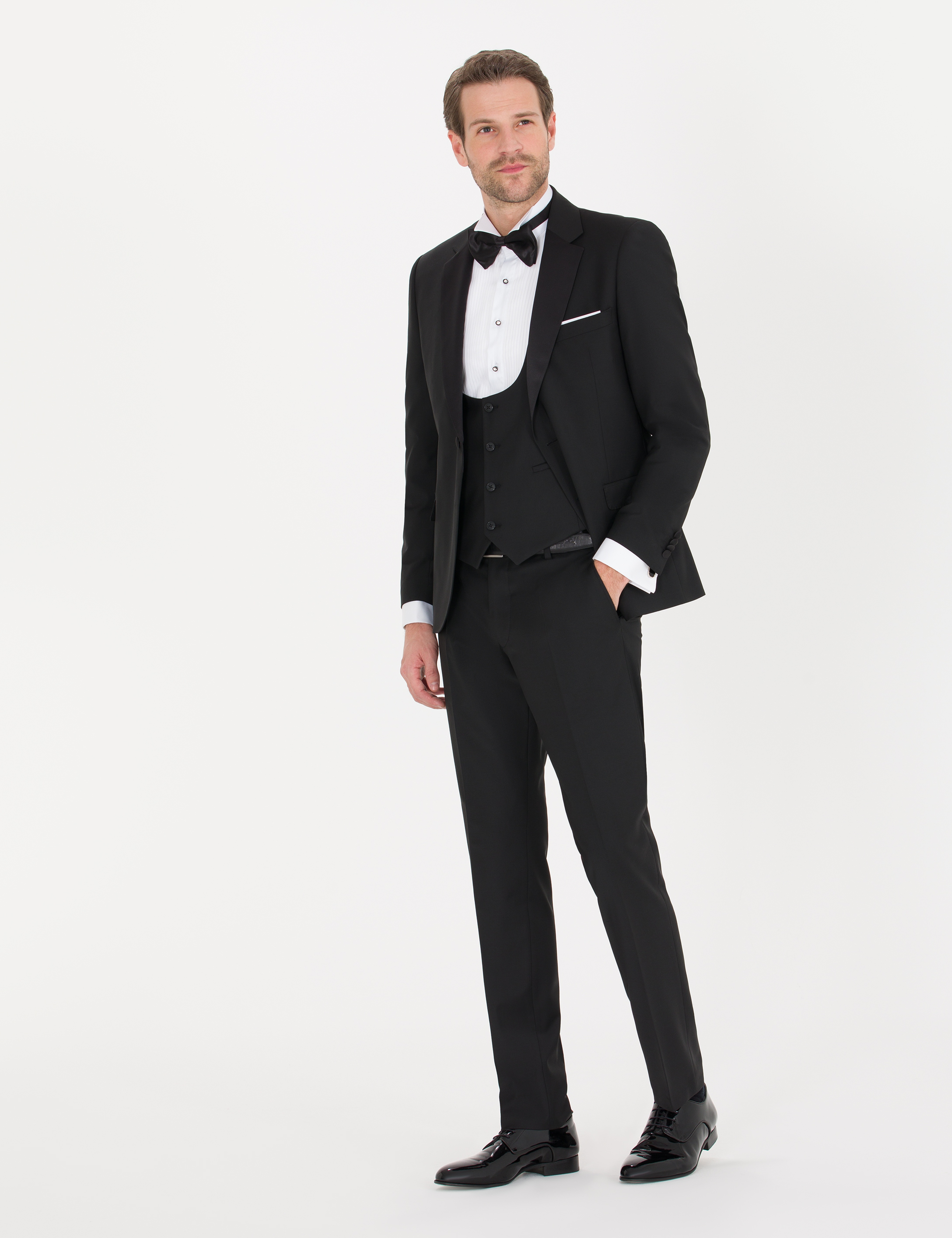 Siyah Slim Fit Smokin Damatlık