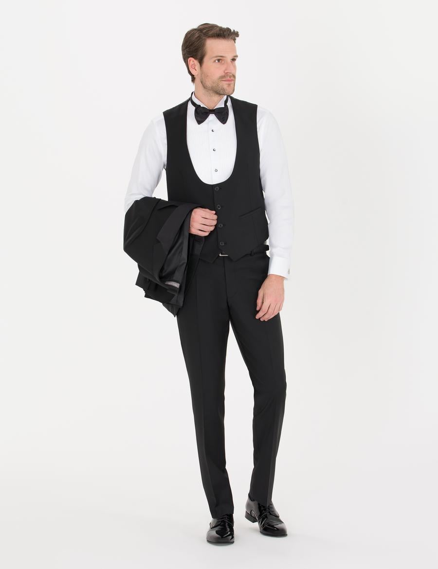 Siyah Slim Fit Smokin Damatlık