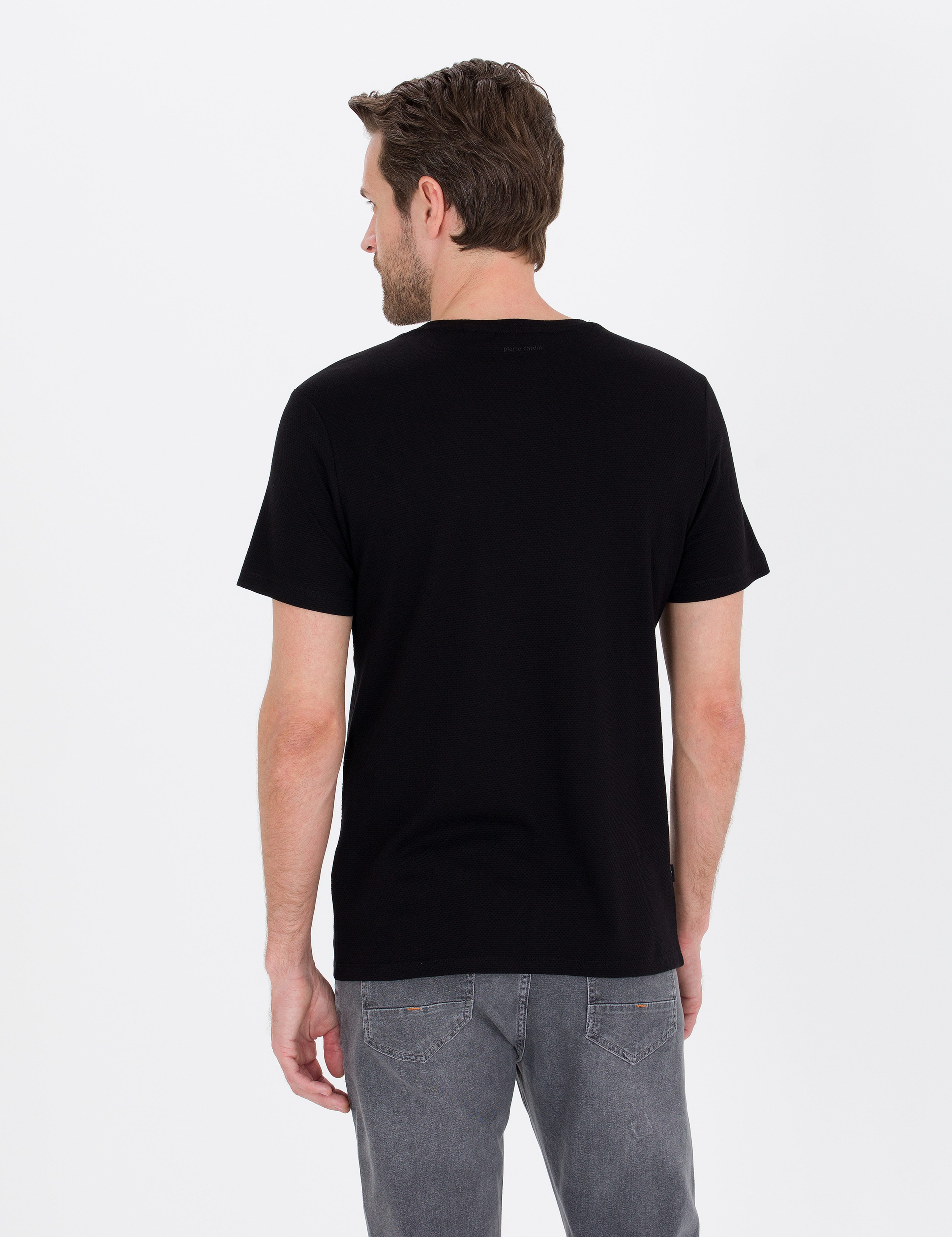 Siyah Slim Fit Basic Tişört - Image 5