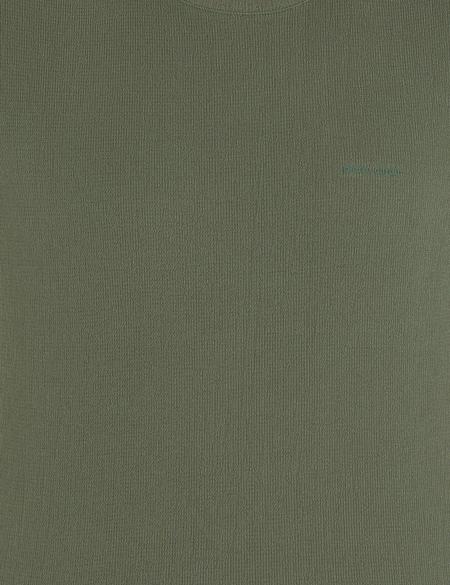 Haki Slim Fit Dokulu Bisiklet Yaka Tişört - 50267575073