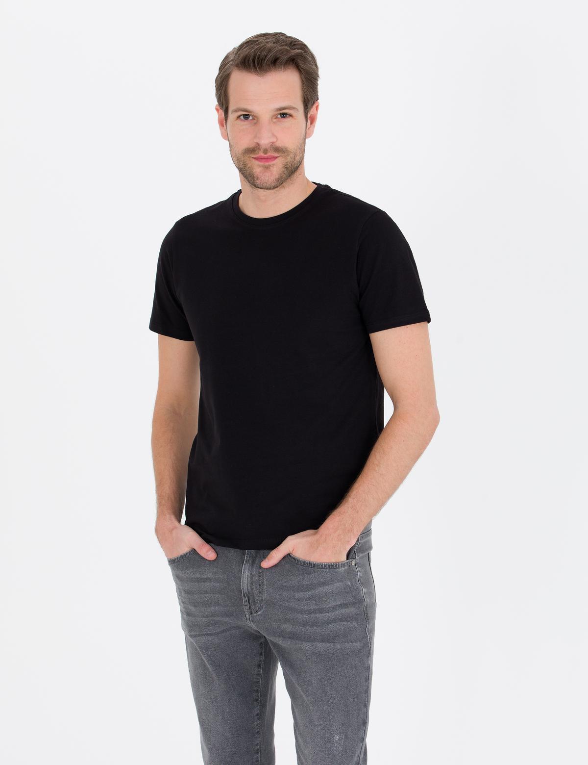 Siyah Slim Fit Basic Tişört - 50268473014