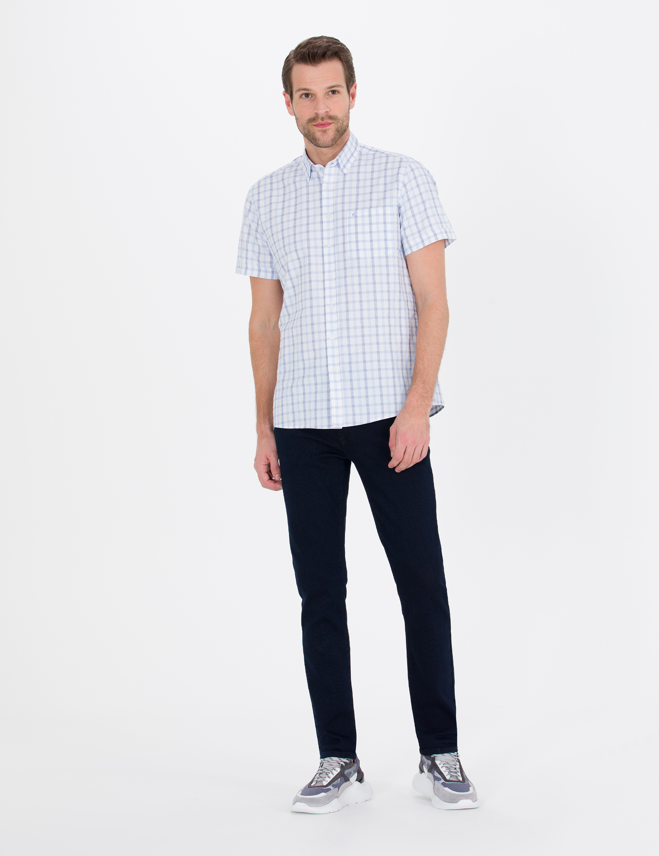 Mavi Regular Fit Kısa Kollu Gömlek - Image 4