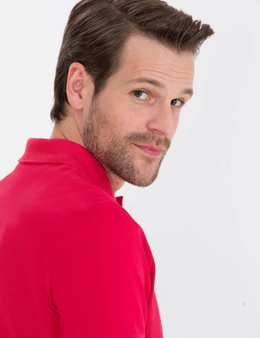 Kırmızı Slim Fit Polo Yaka Merserize Tişört